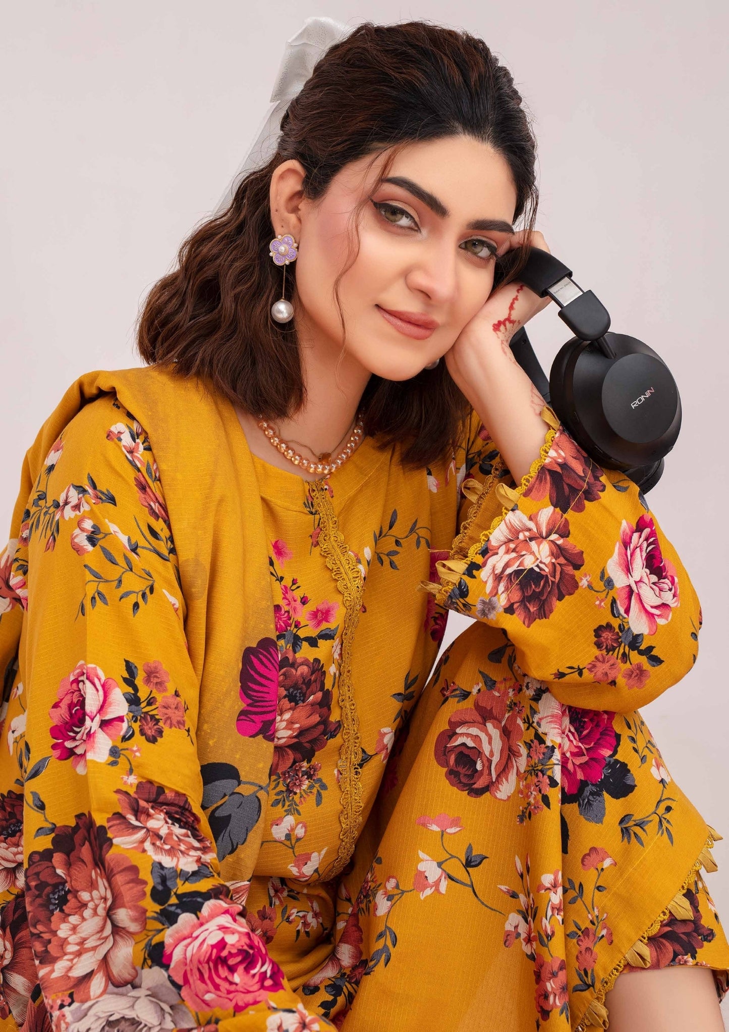 Meena - Unstitched 3-Piece Digital Linen