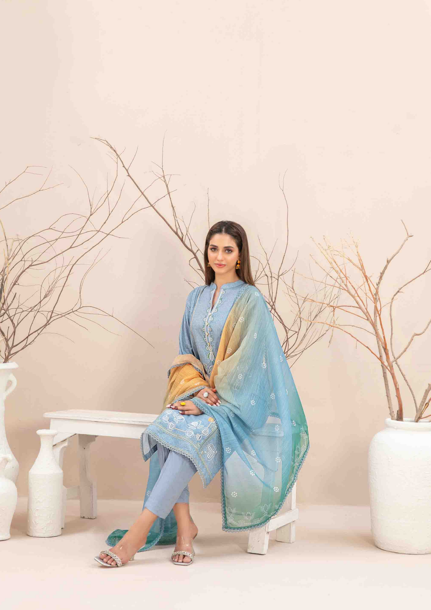TWIST - Stitched 3-Piece Embroidered Digital Lawn