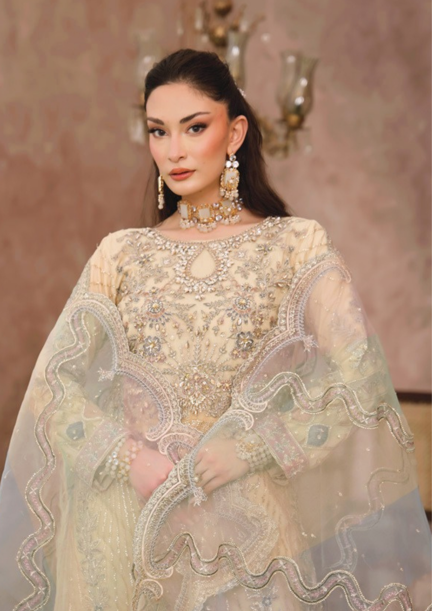 SHEESH MAHAL - Semi Stitched 3 - Piece Embroidered