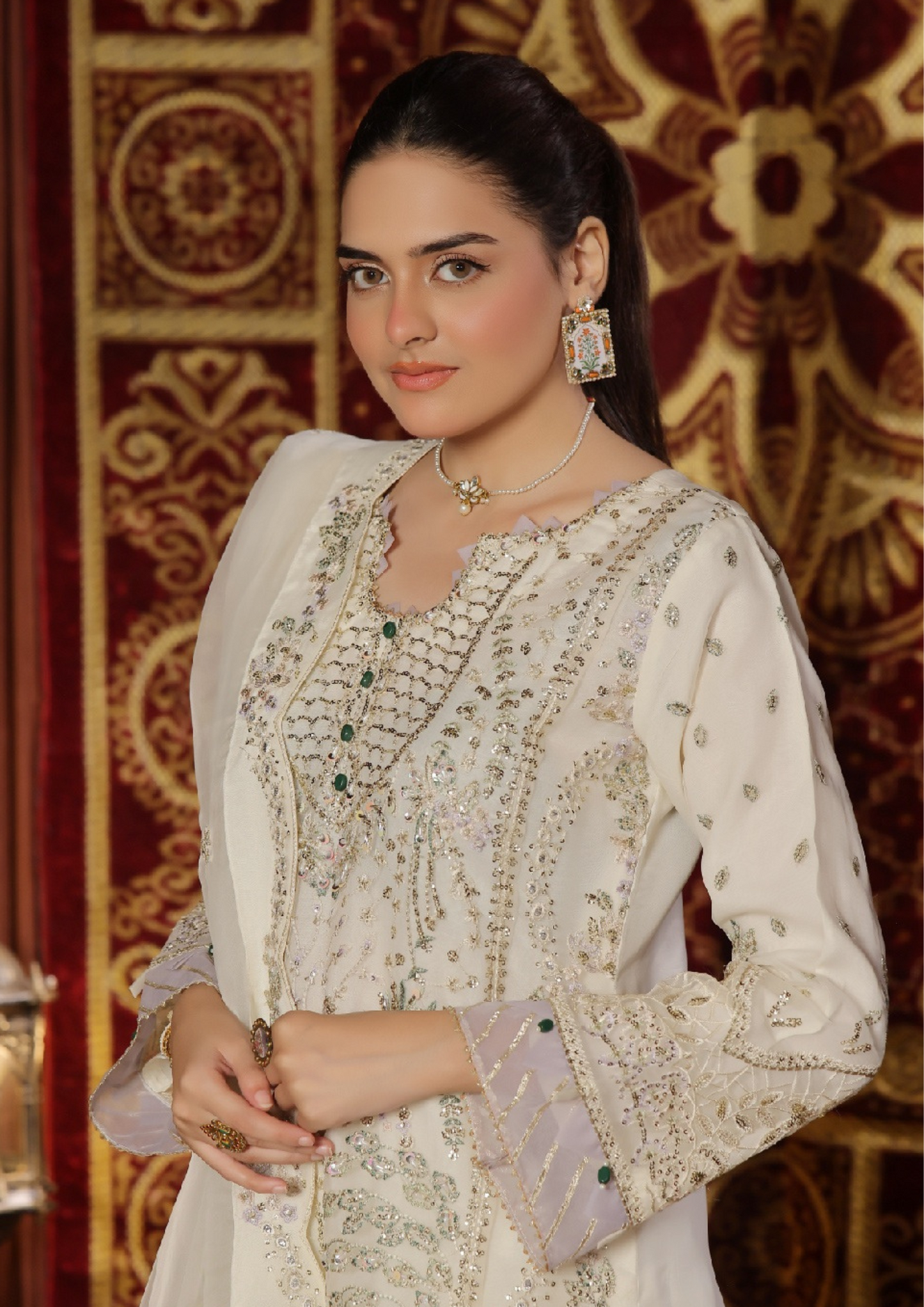 MEHRUNISSA - Unstitched 3-Piece Embroidered Organza