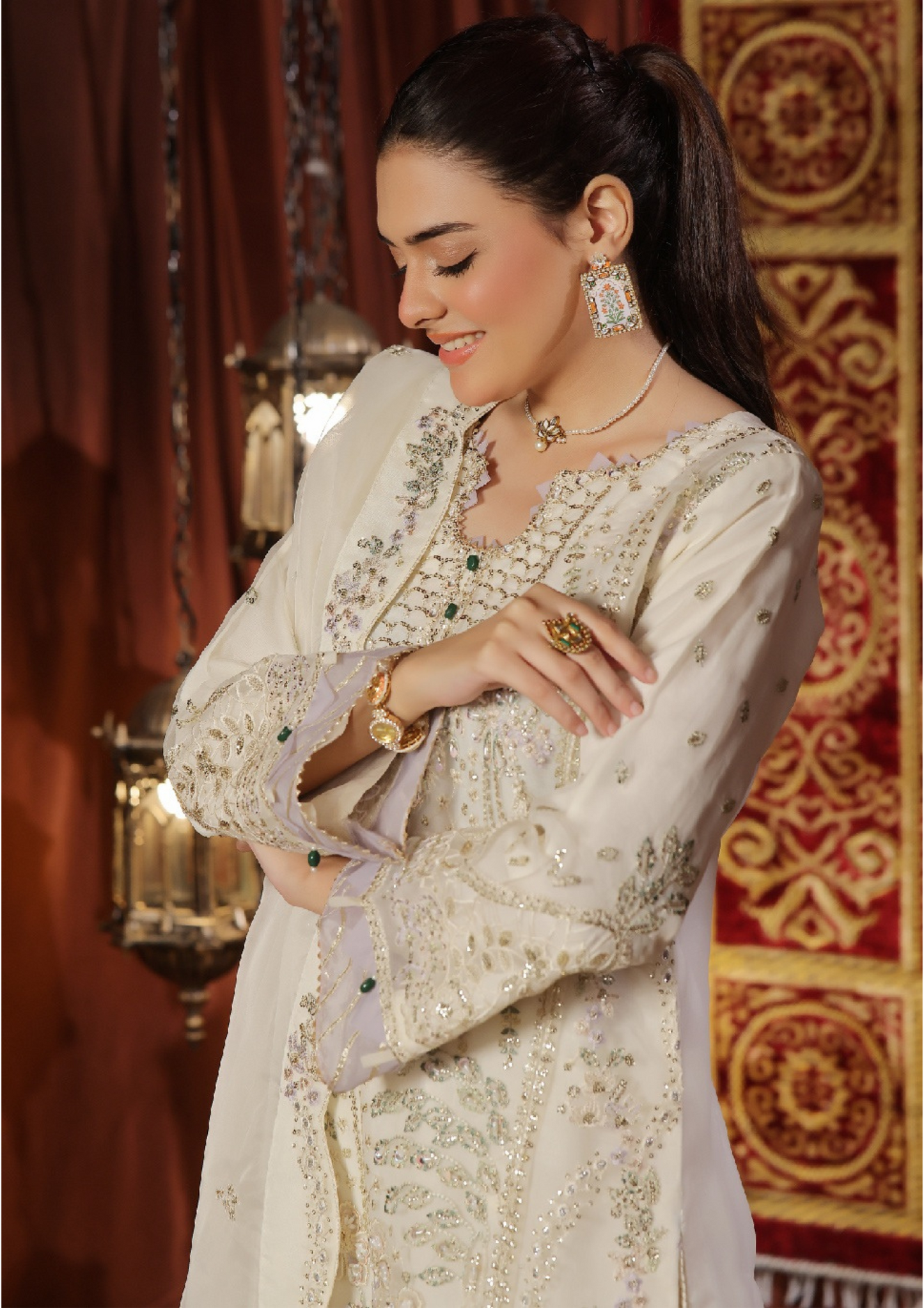 MEHRUNISSA - Unstitched 3-Piece Embroidered Organza