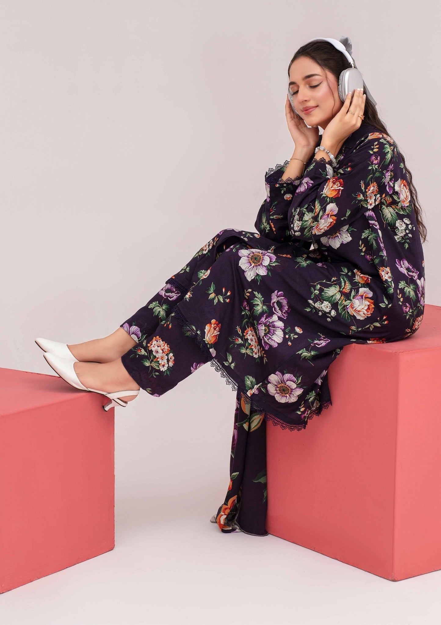 Meena - Unstitched 3-Piece Digital Linen