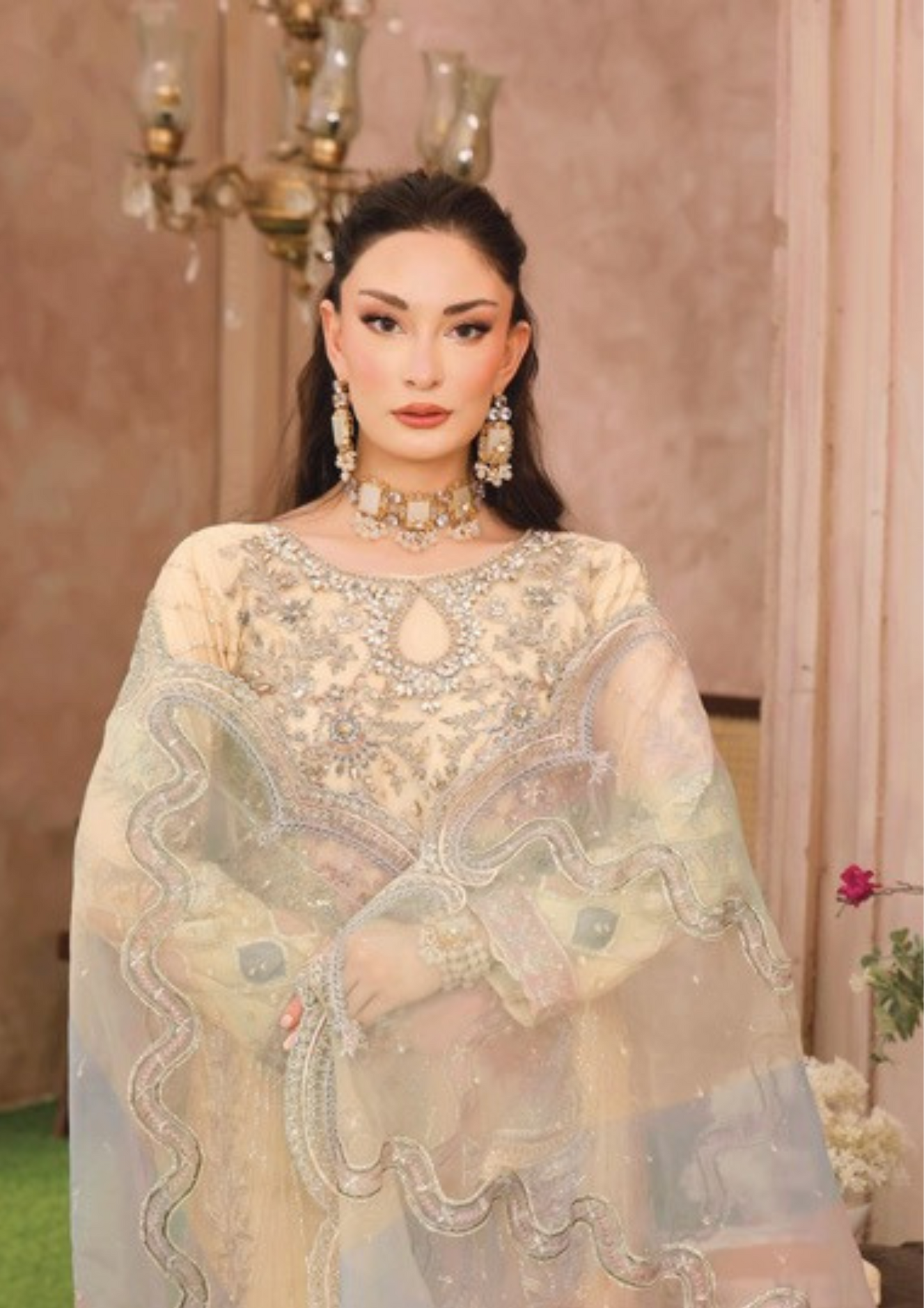 SHEESH MAHAL - Semi Stitched 3 - Piece Embroidered