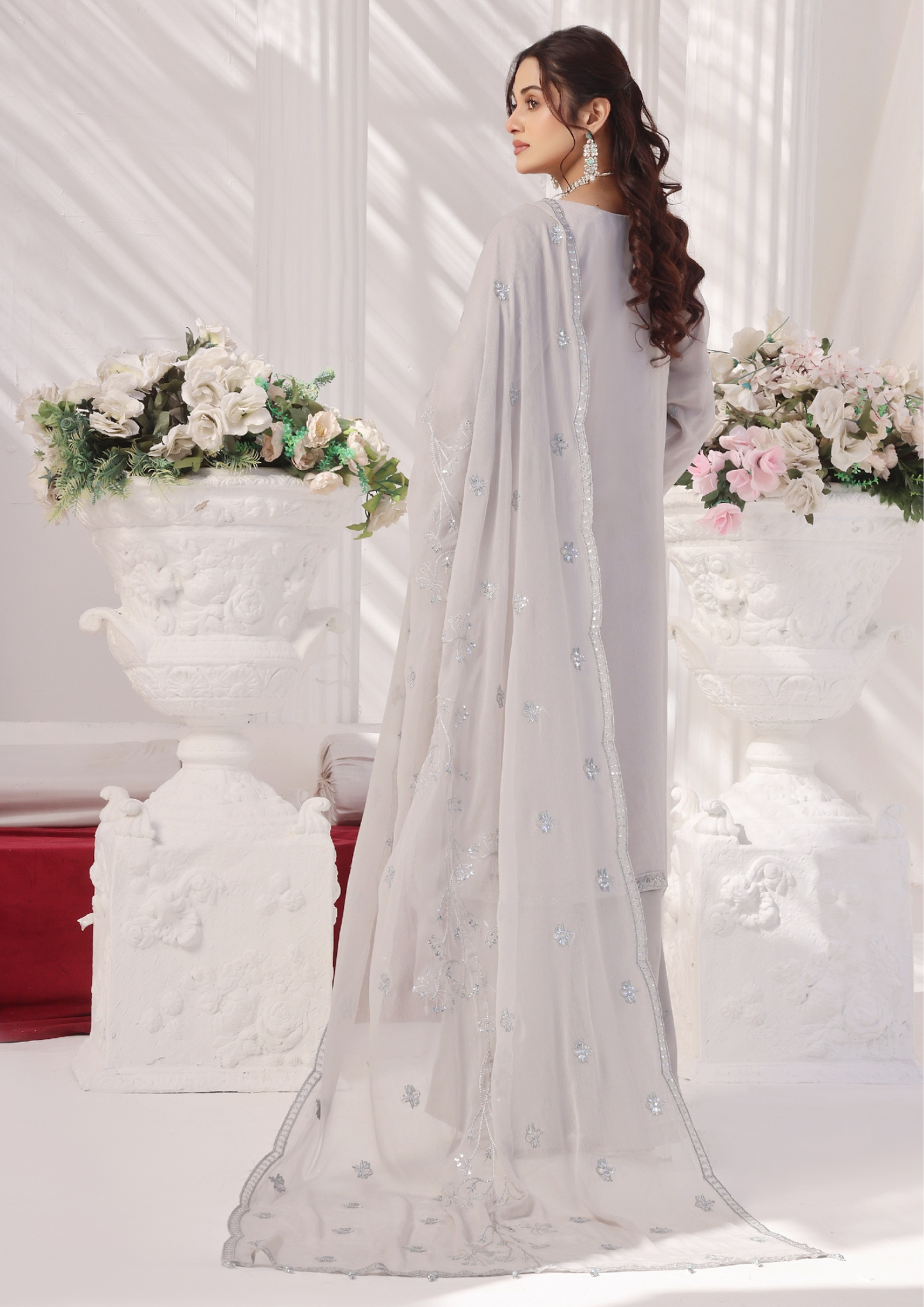 LA BELLE - Semi Stitched 3-Piece Embroidered Chiffon