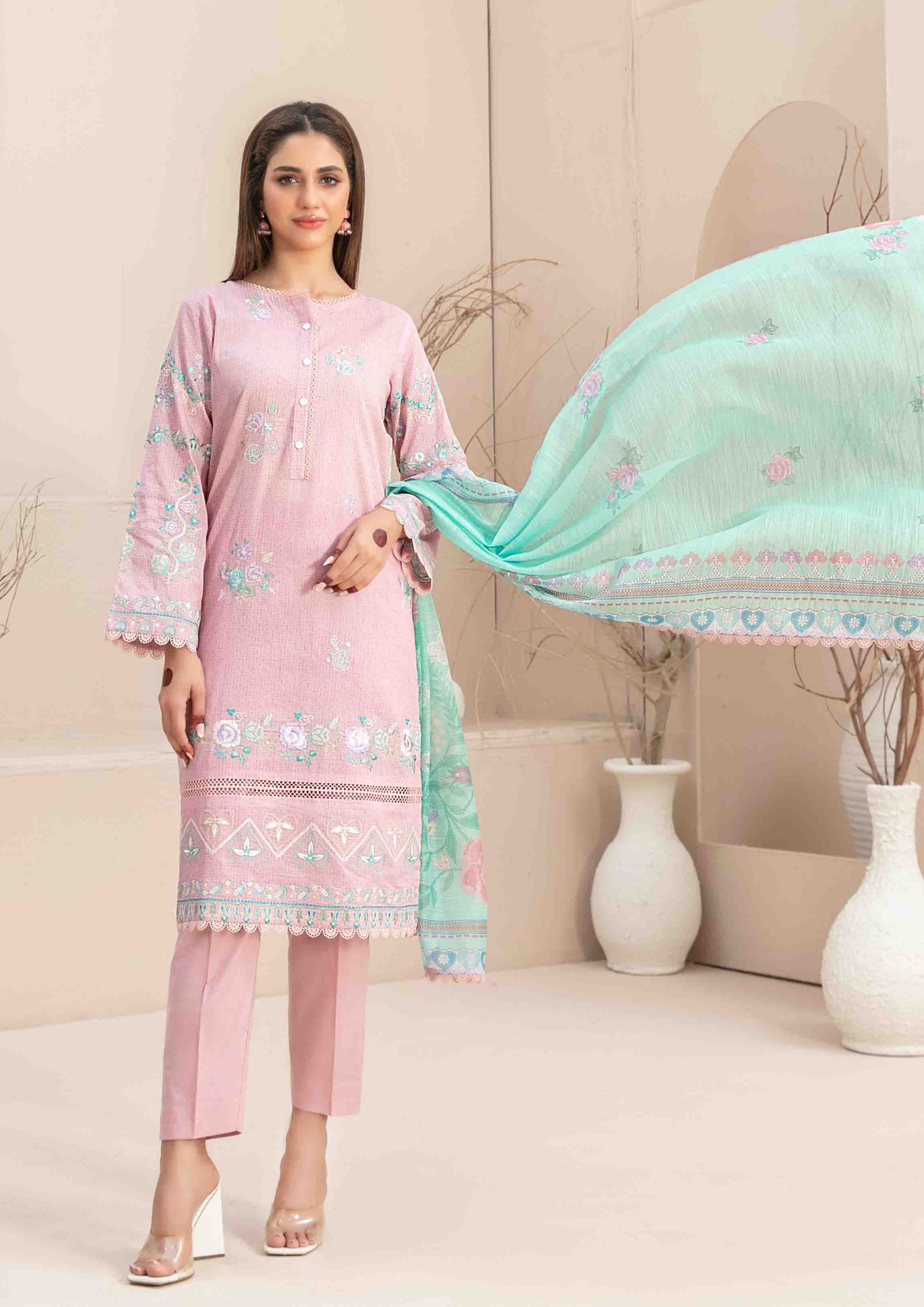 TWIST - Stitched 3-Piece Embroidered Digital Lawn