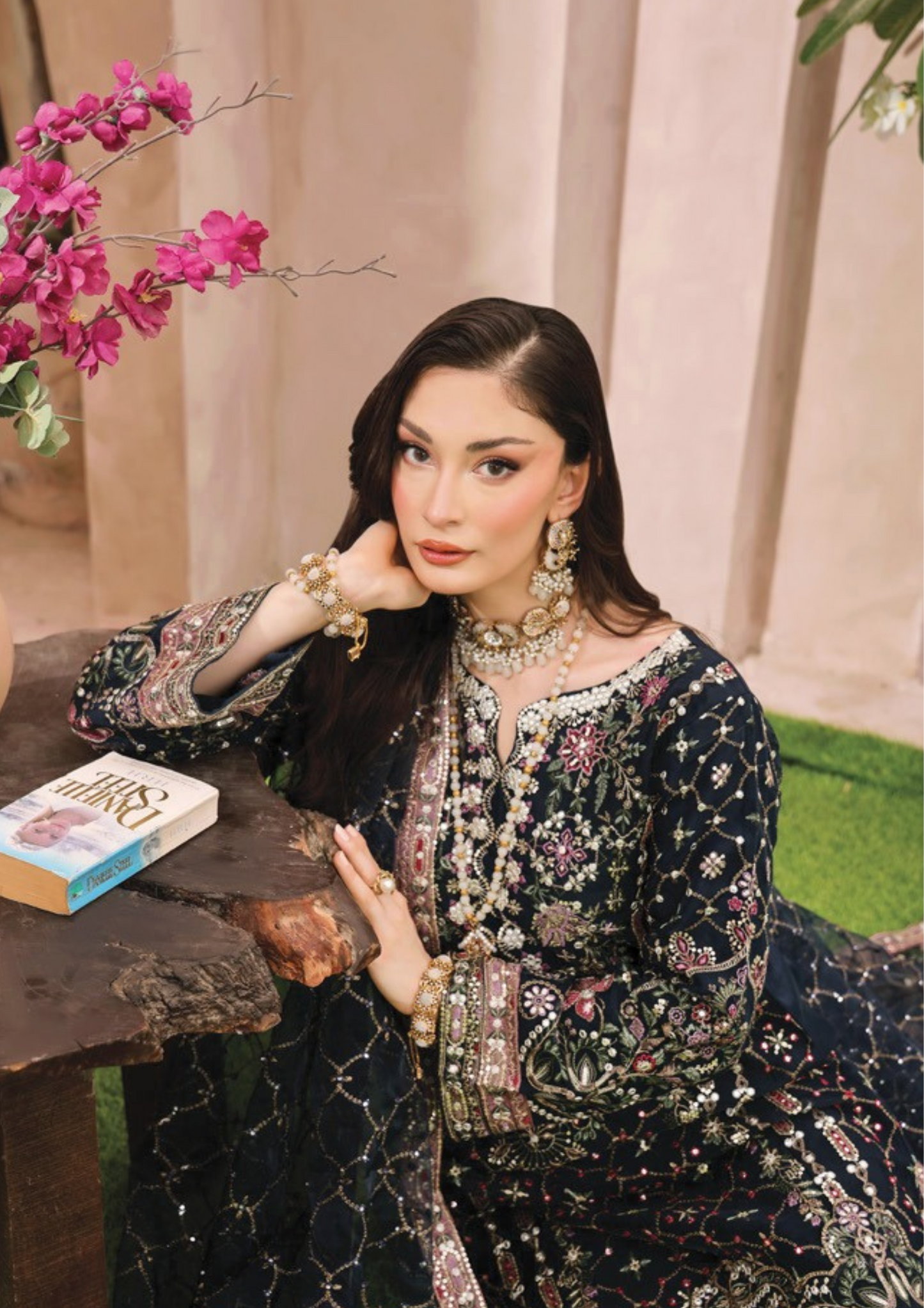 SHEESH MAHAL - Semi Stitched 3 - Piece Embroidered