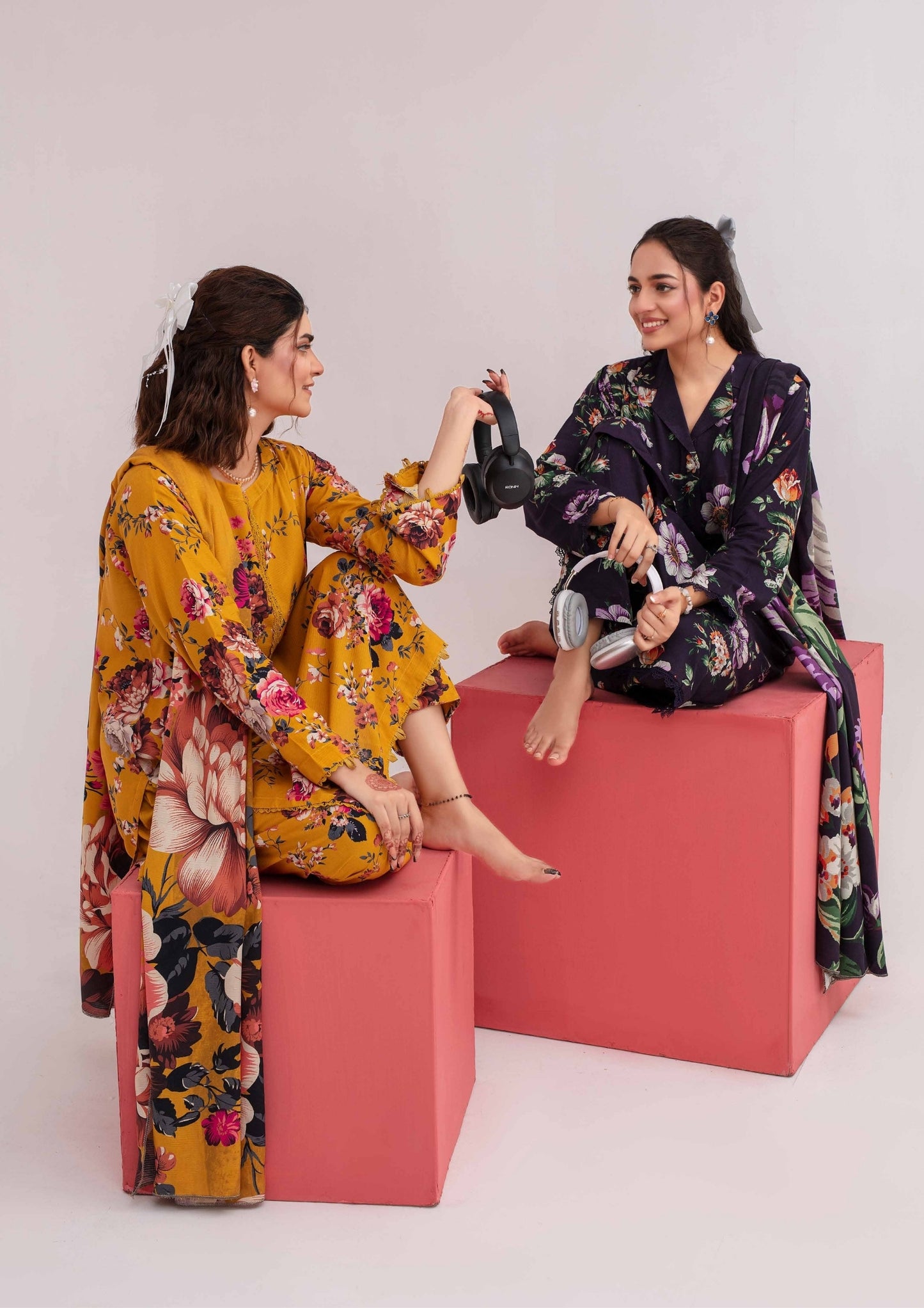 Meena - Unstitched 3-Piece Digital Linen