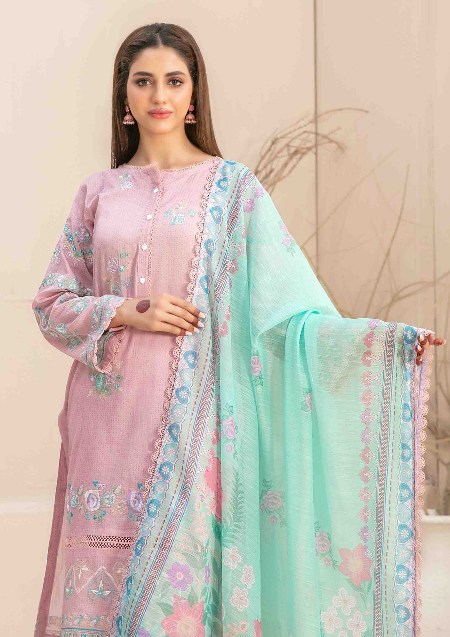 TWIST - Stitched 3-Piece Embroidered Digital Lawn