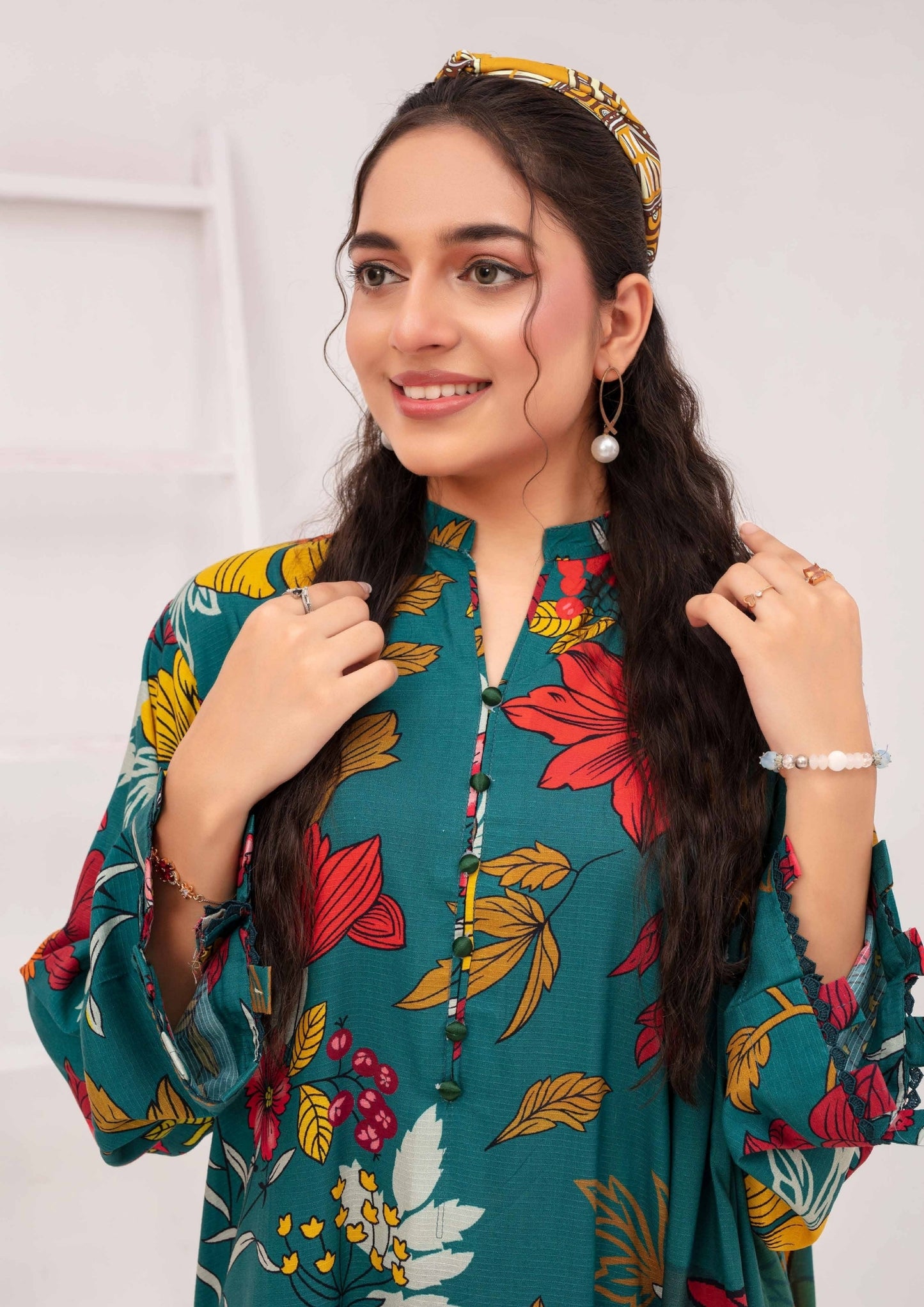 Meena - Unstitched 3-Piece Digital Linen