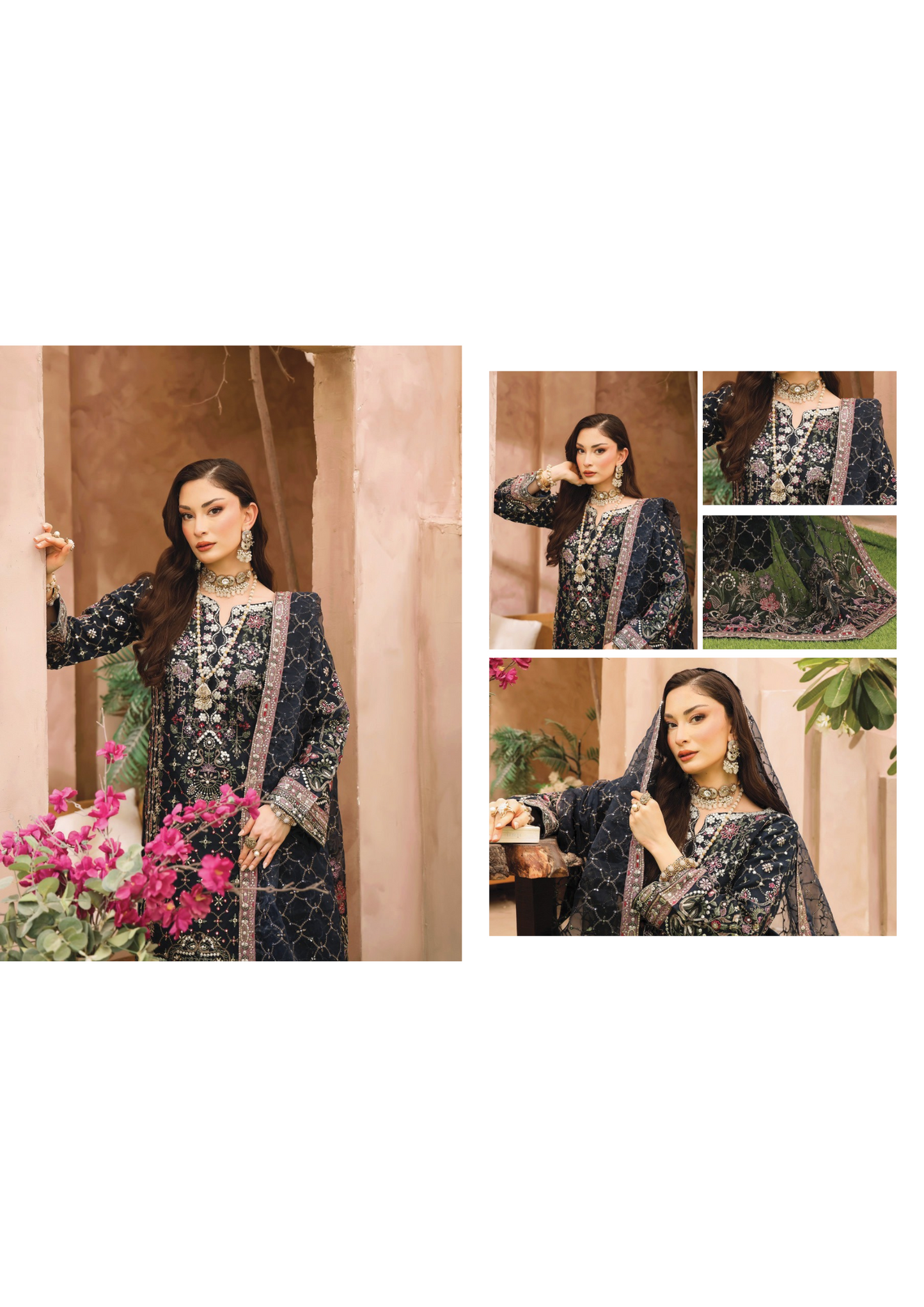 SHEESH MAHAL - Semi Stitched 3 - Piece Embroidered