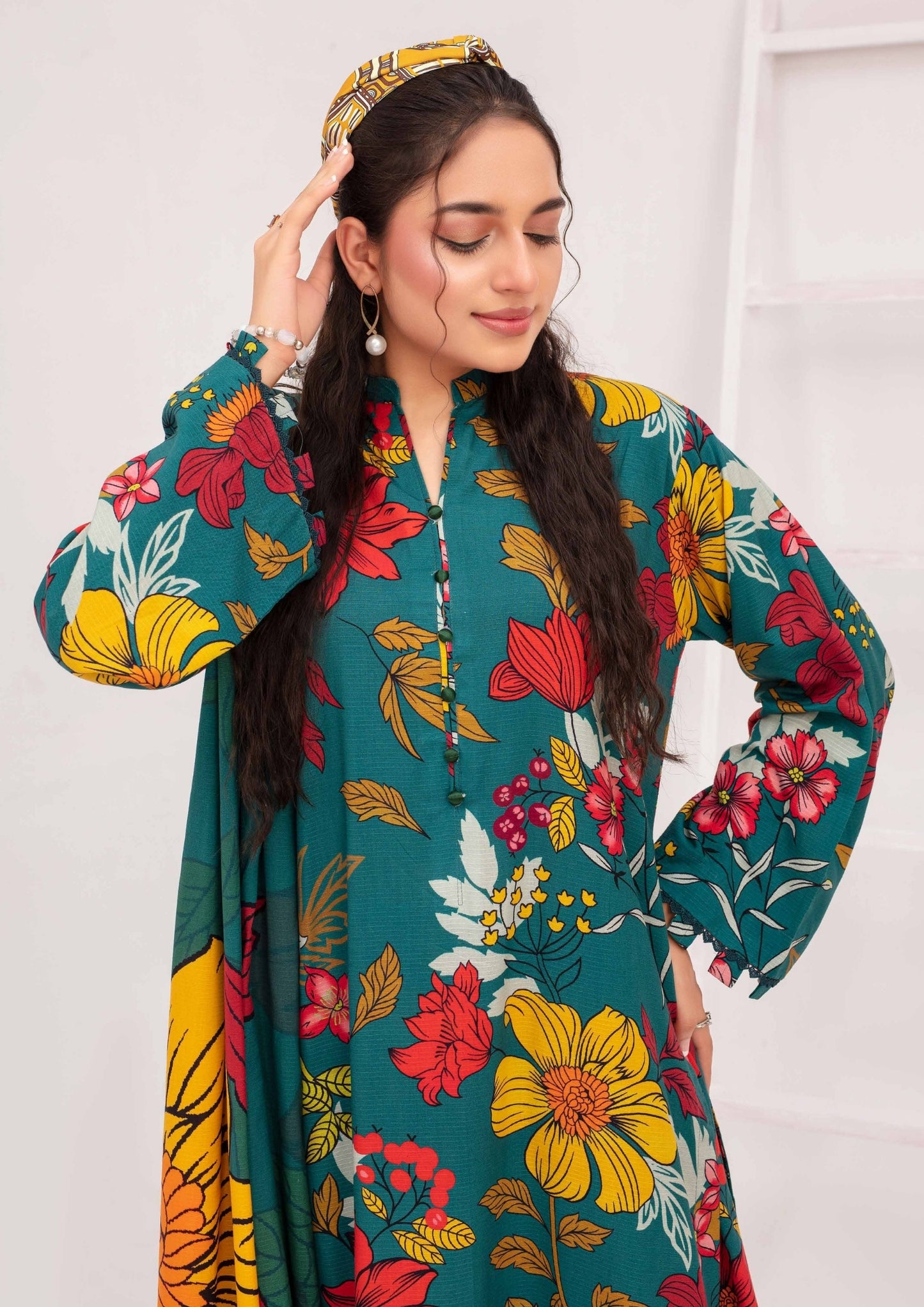 Meena - Unstitched 3-Piece Digital Linen