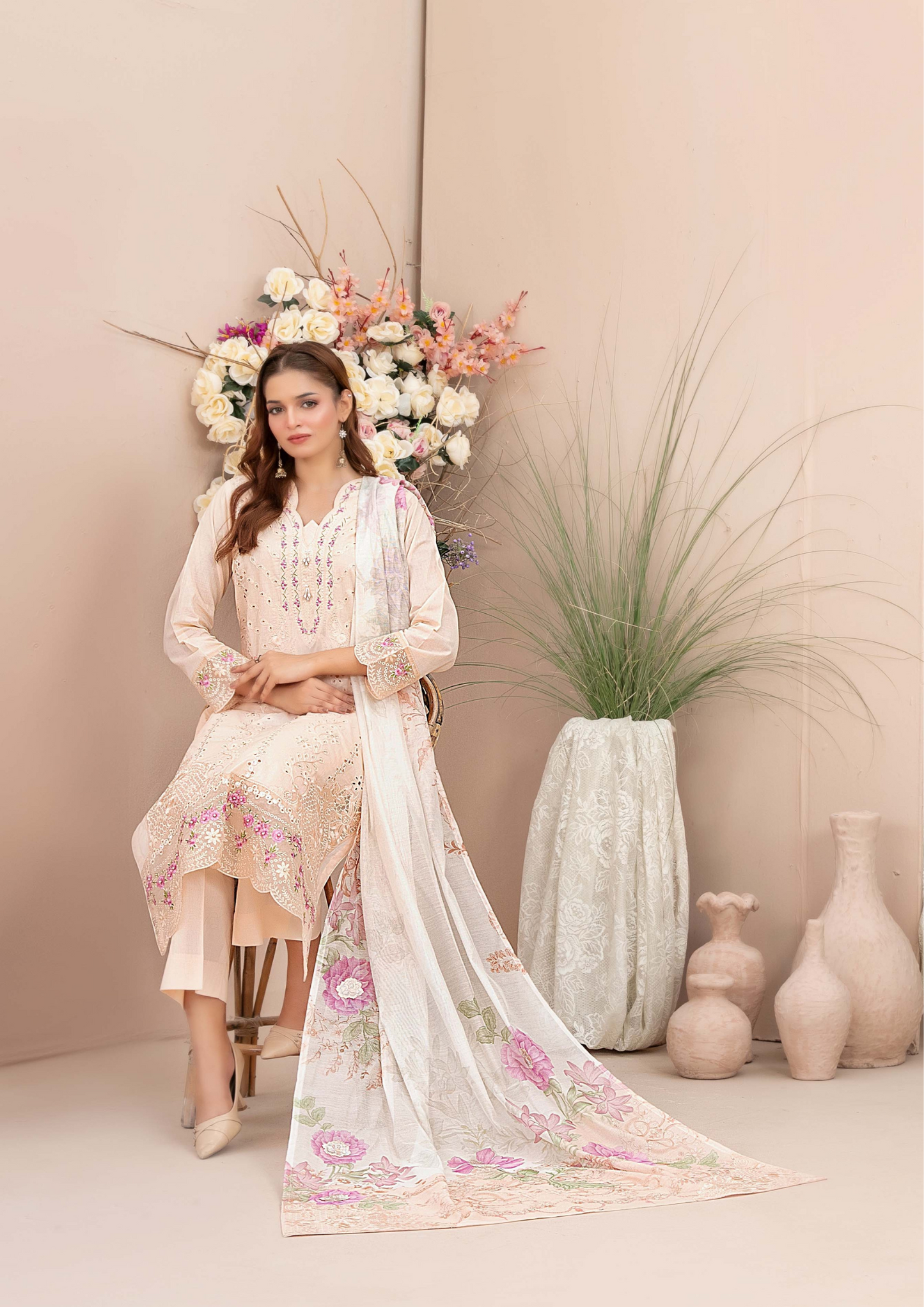 ERSA - Semi Stitched 3-Piece Embroidered Lawn