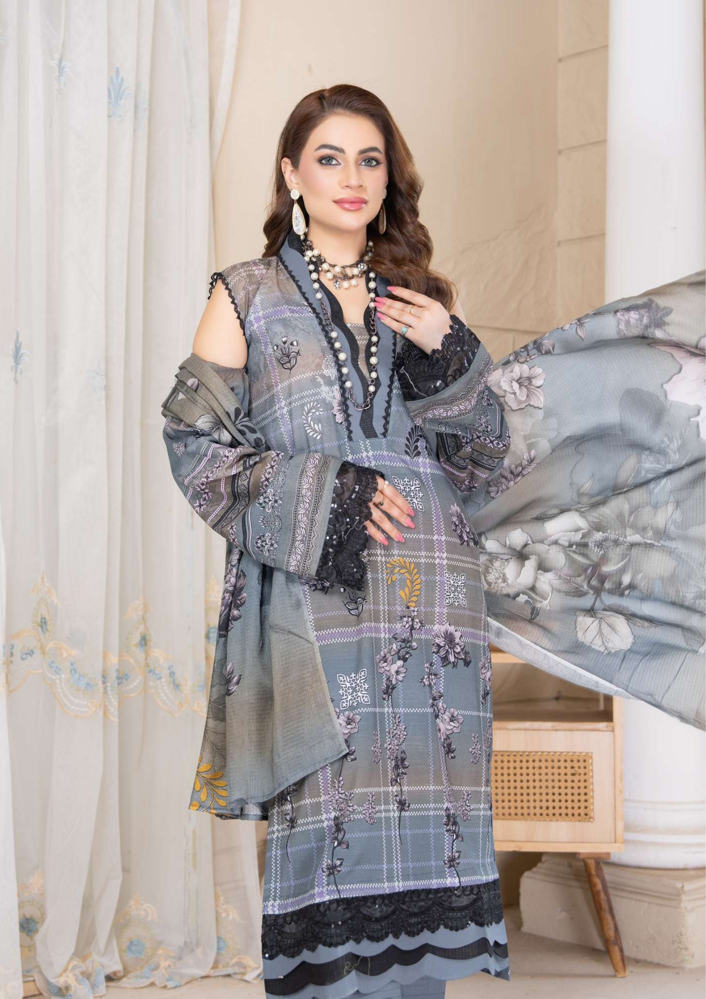 KAJAL - Unstitched 3-Piece Digital Lawn
