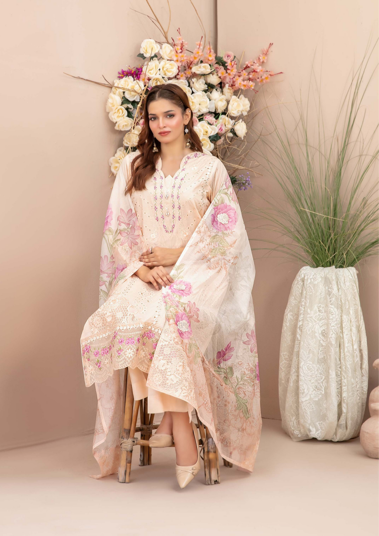 ERSA - Semi Stitched 3-Piece Embroidered Lawn