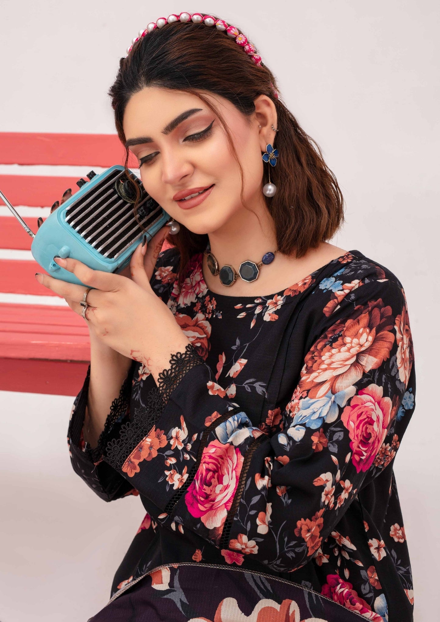 Meena - Unstitched 3-Piece Digital Linen