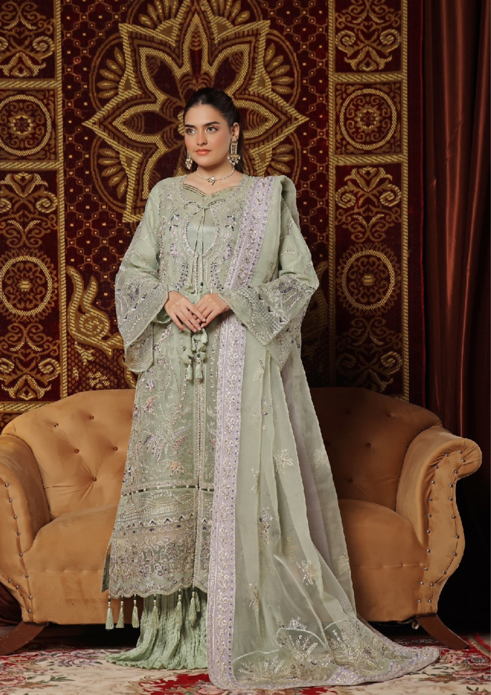 MEHRUNISSA - Unstitched 3-Piece Embroidered Organza