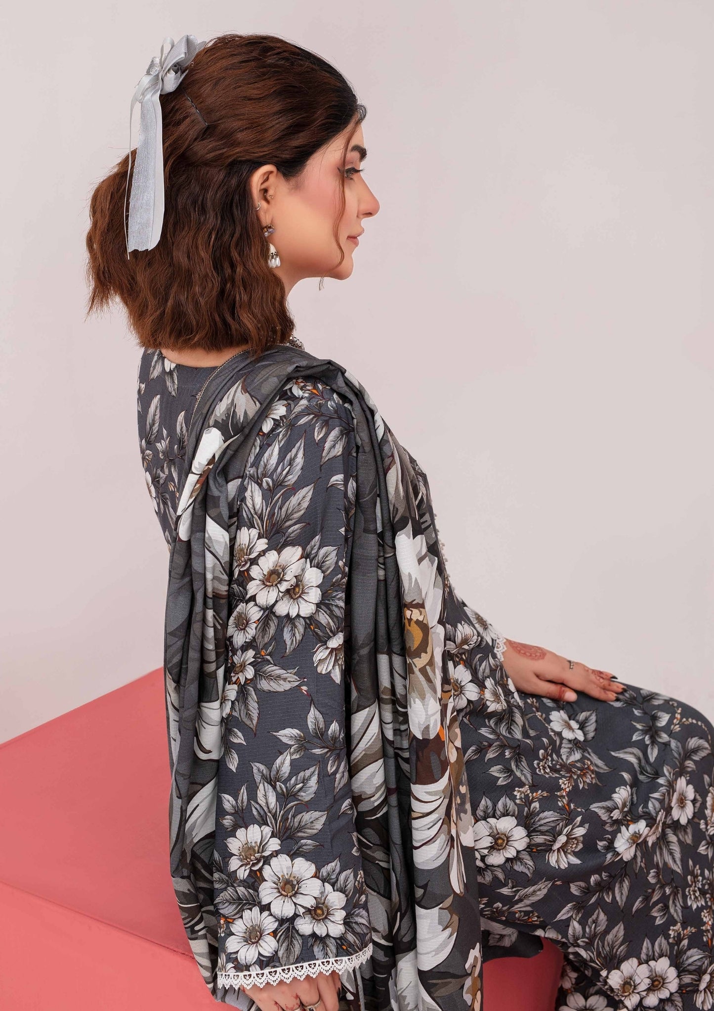 Meena - Unstitched 3-Piece Digital Linen