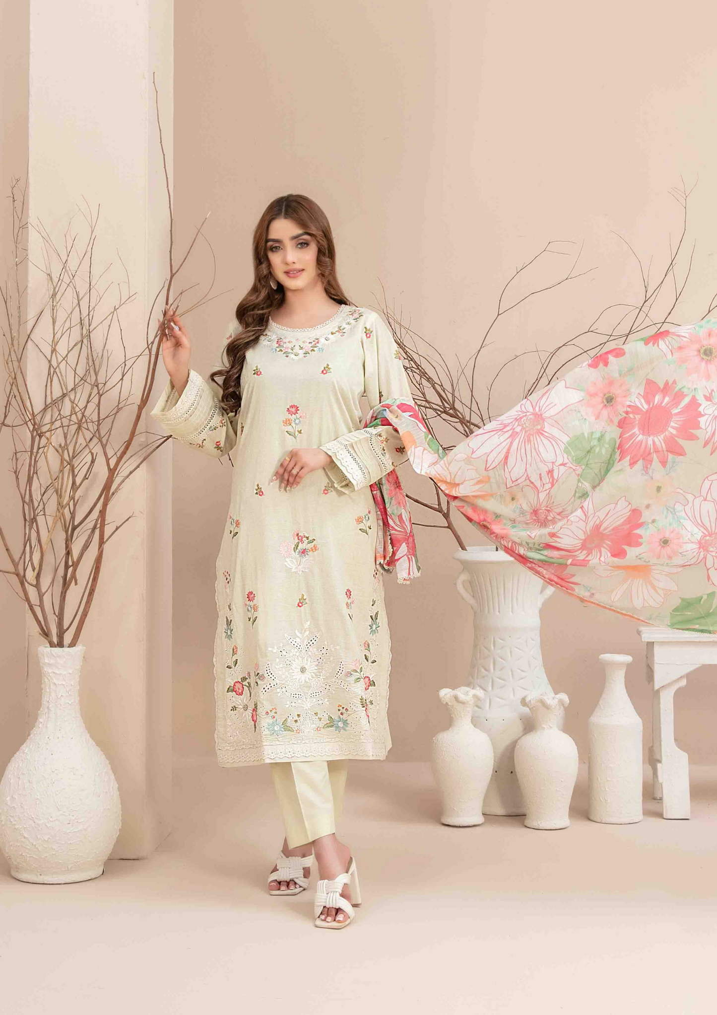 TWIST - Stitched 3-Piece Embroidered Digital Lawn