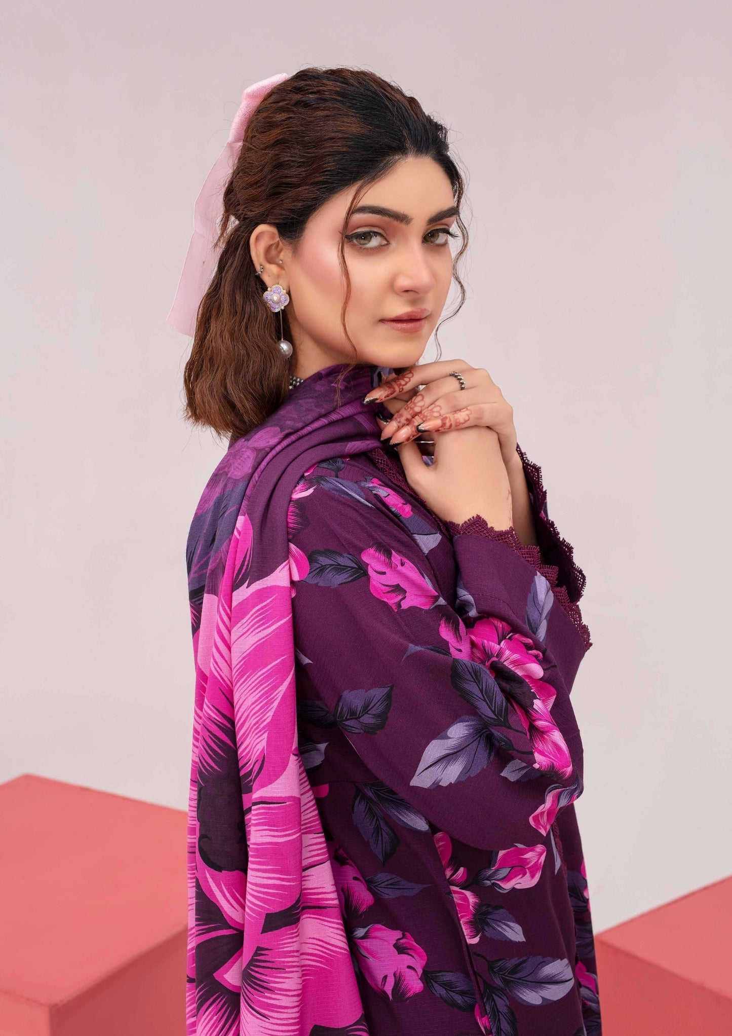 Meena - Unstitched 3-Piece Digital Linen
