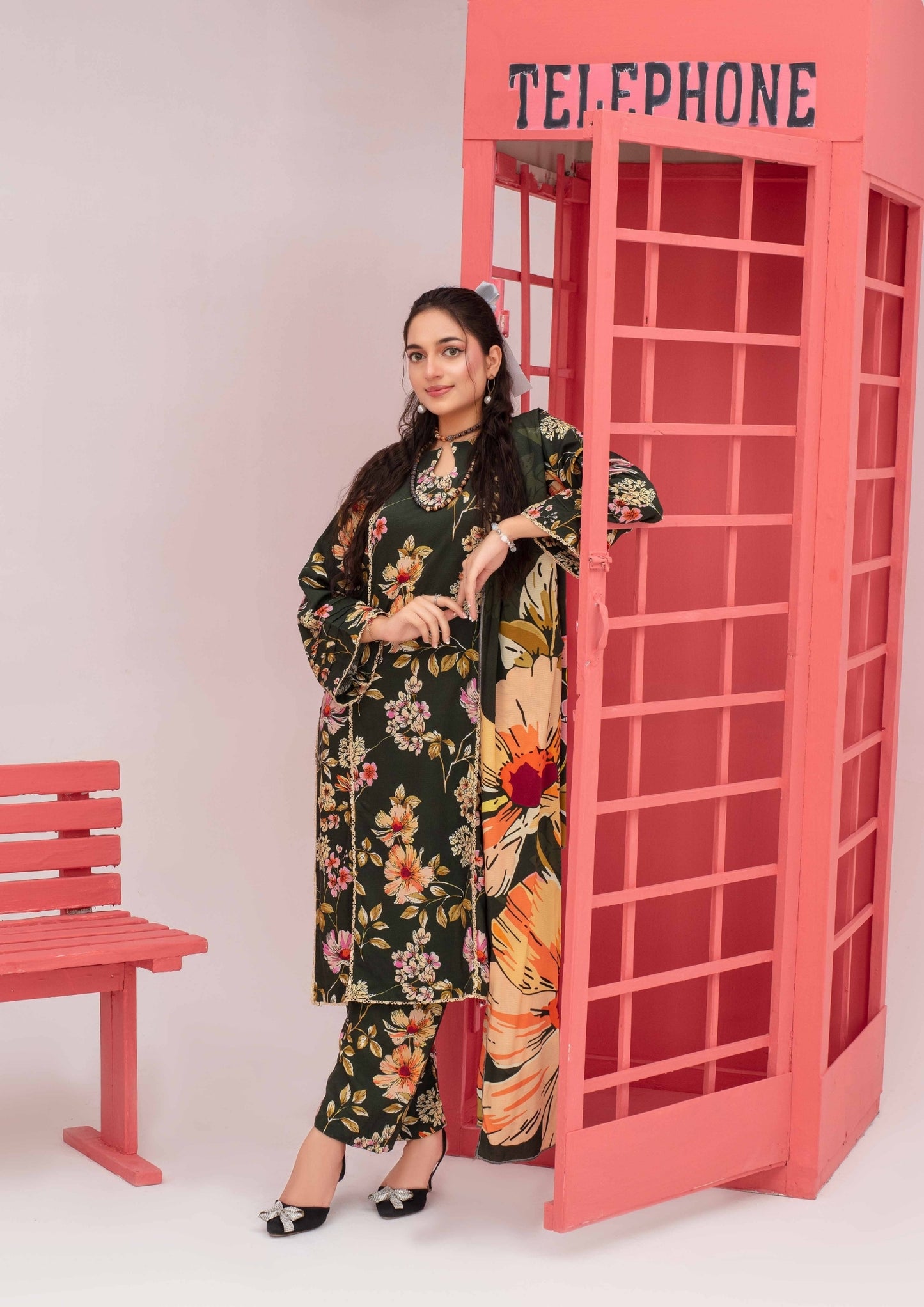 Meena - Unstitched 3-Piece Digital Linen