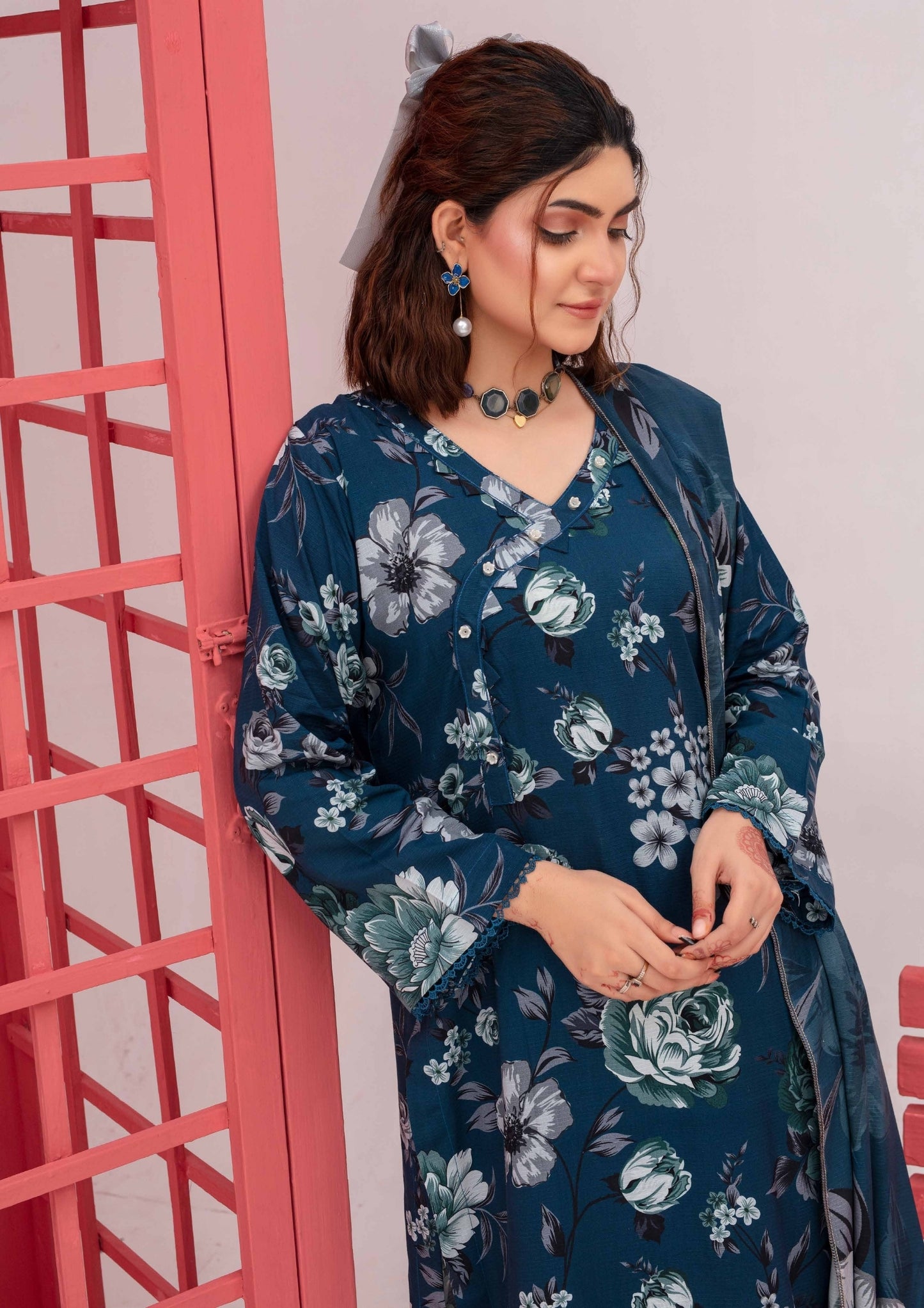 Meena - Unstitched 3-Piece Digital Linen