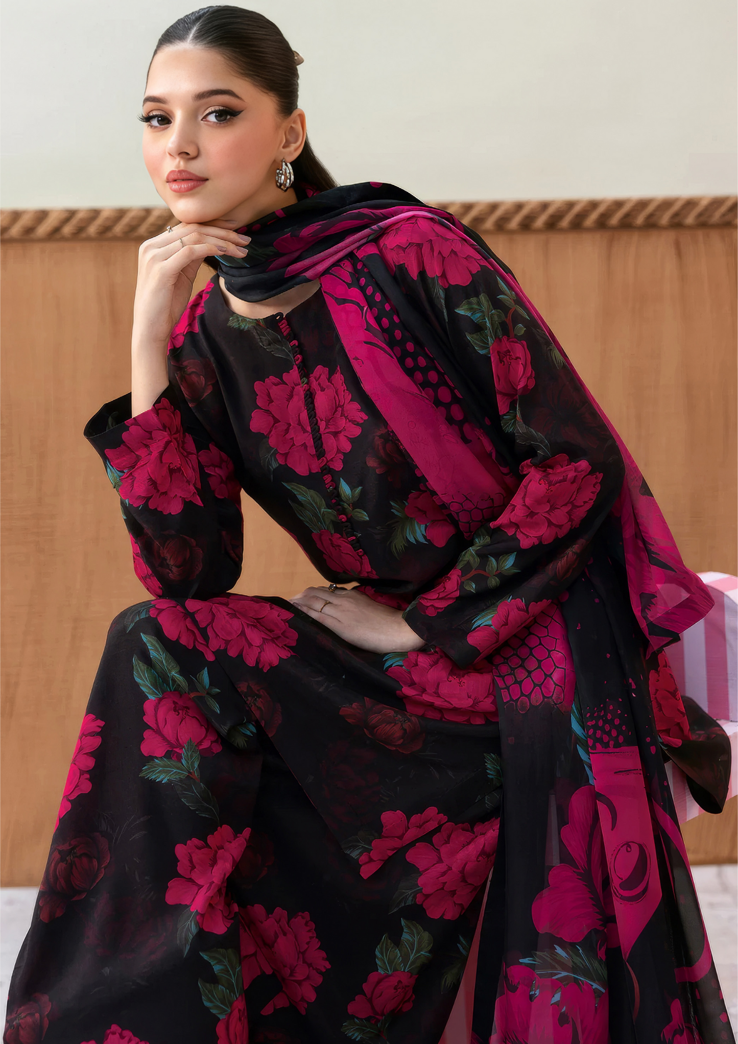 NAQSH-E-NAAZ - Unstitched 3-Piece Digital Bana Dora Lawn