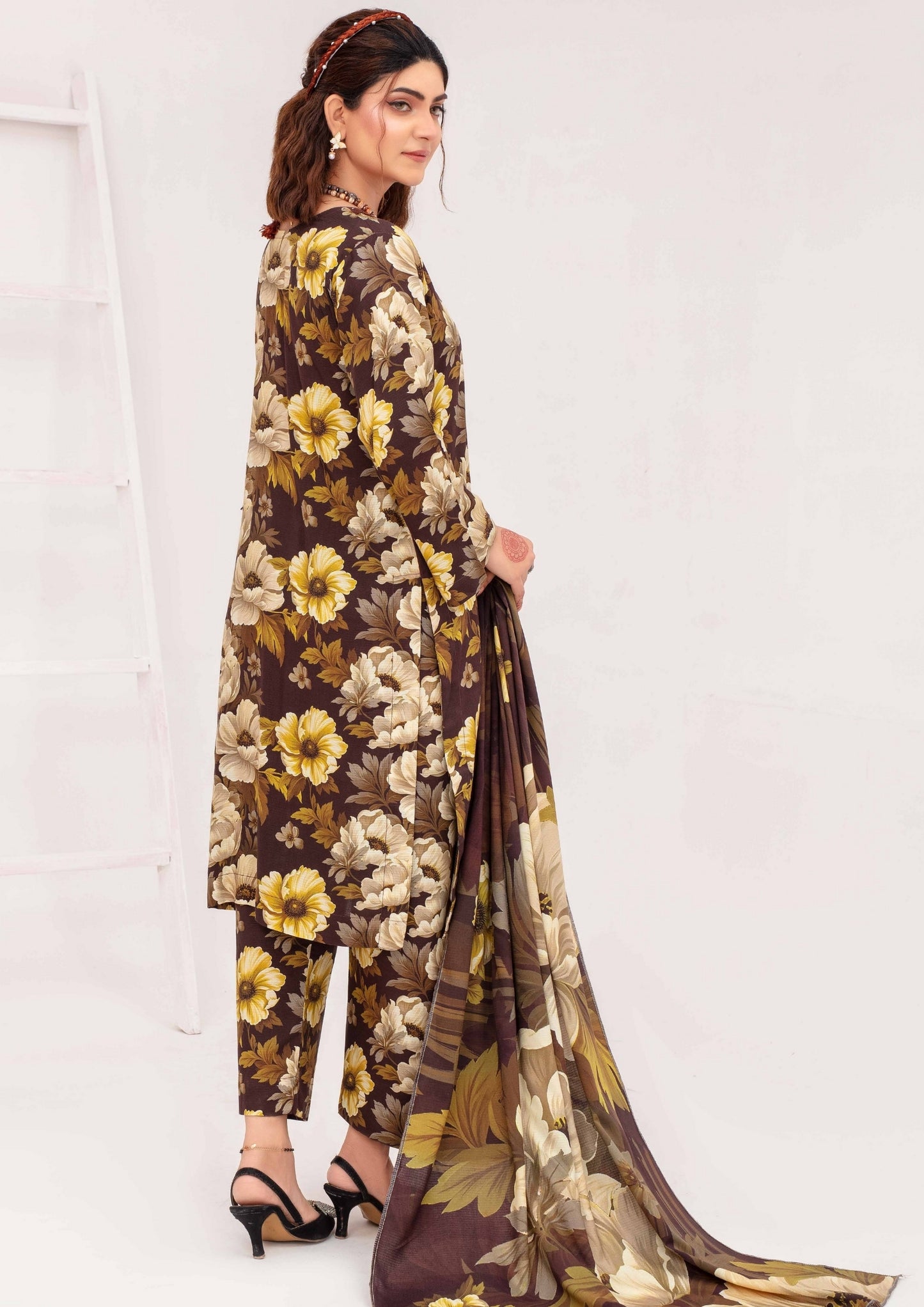 Meena - Unstitched 3-Piece Digital Linen