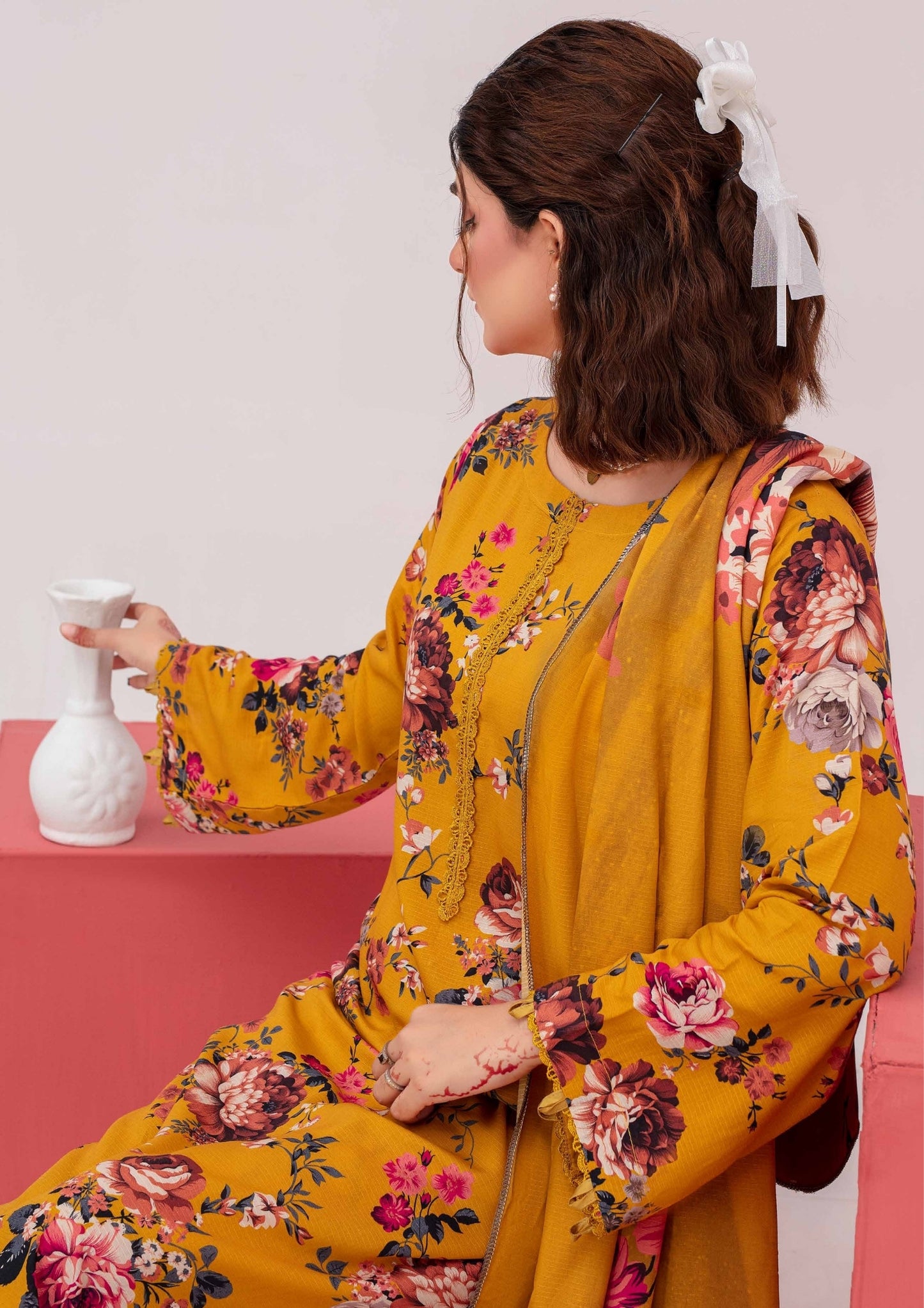 Meena - Unstitched 3-Piece Digital Linen
