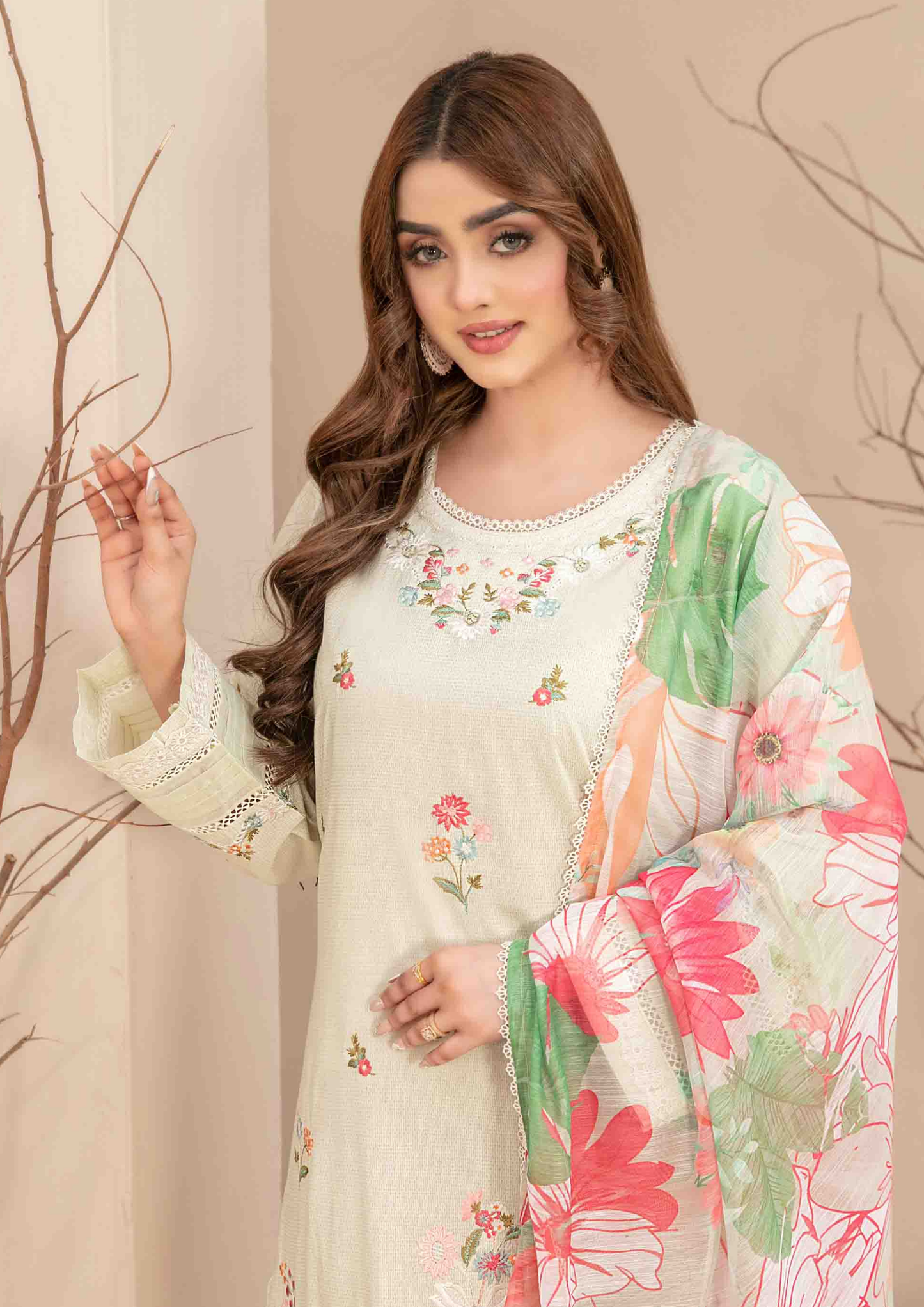 TWIST - Stitched 3-Piece Embroidered Digital Lawn