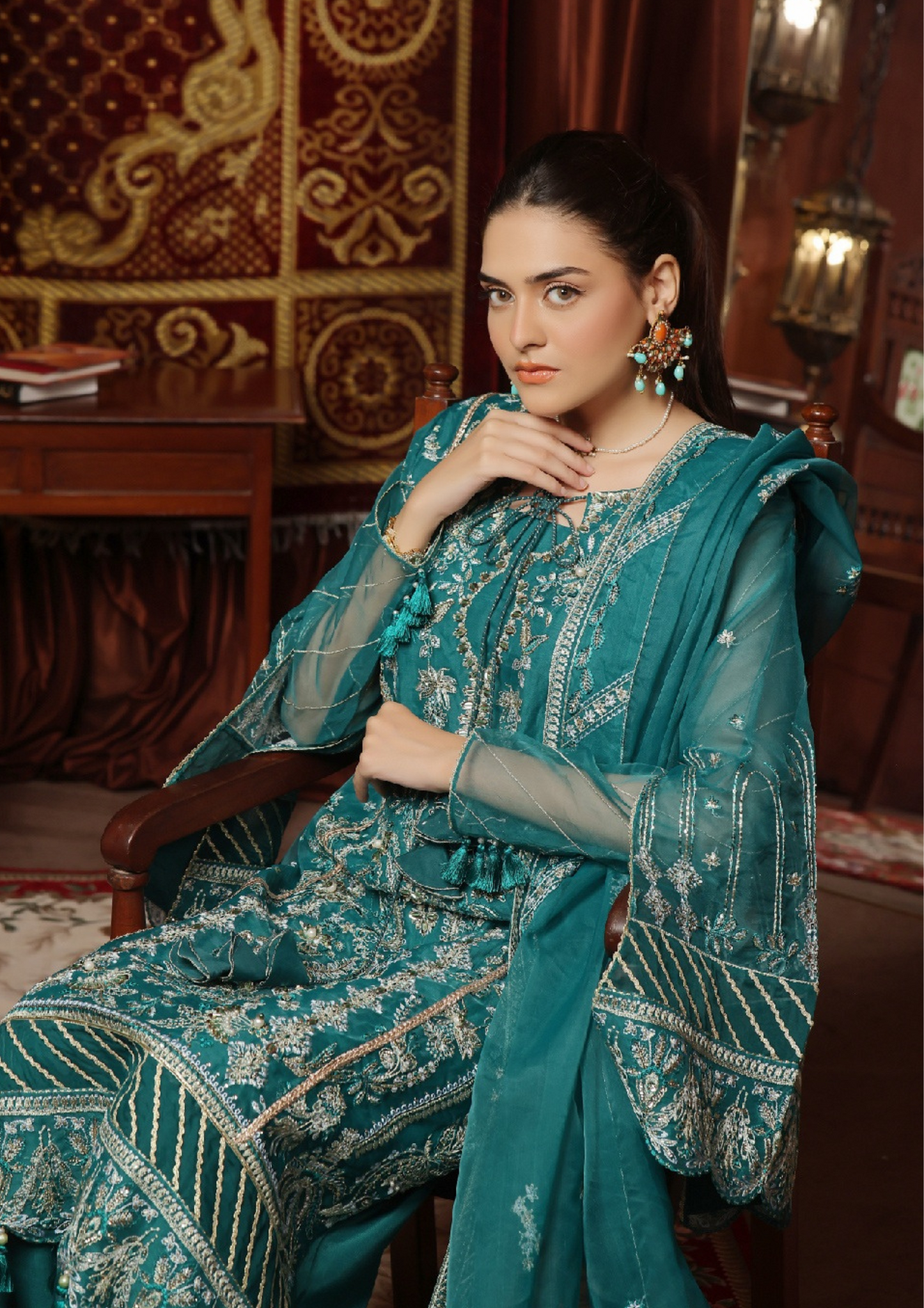 MEHRUNISSA - Unstitched 3-Piece Embroidered Organza
