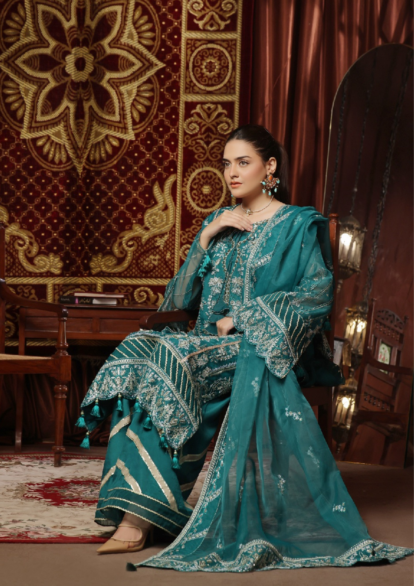 MEHRUNISSA - Unstitched 3-Piece Embroidered Organza