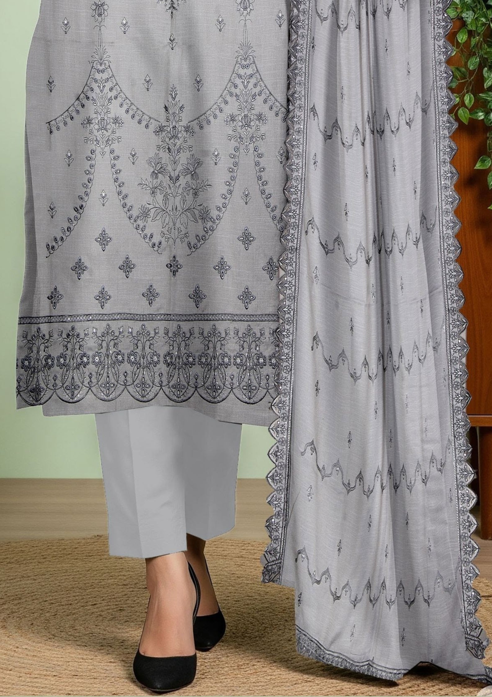 JAL PARI - Unstitched 3-PCS Embroidered