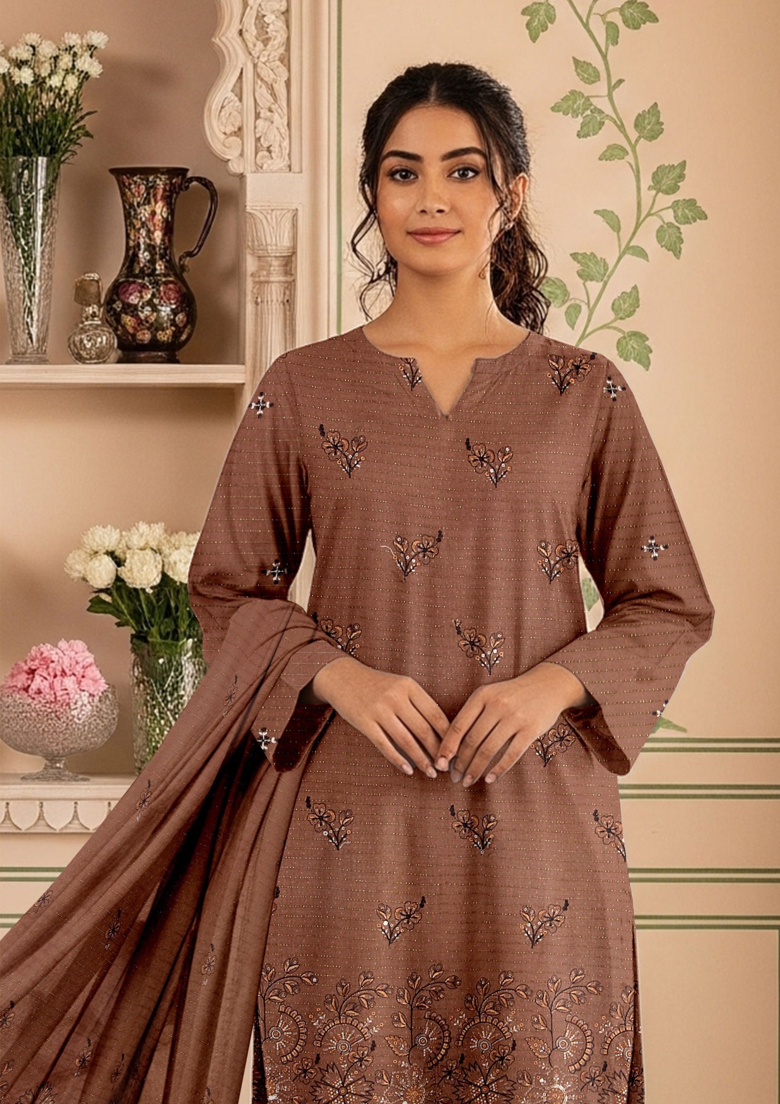 MORNI - Unstitched 3-PCS Embroidered Dhanak