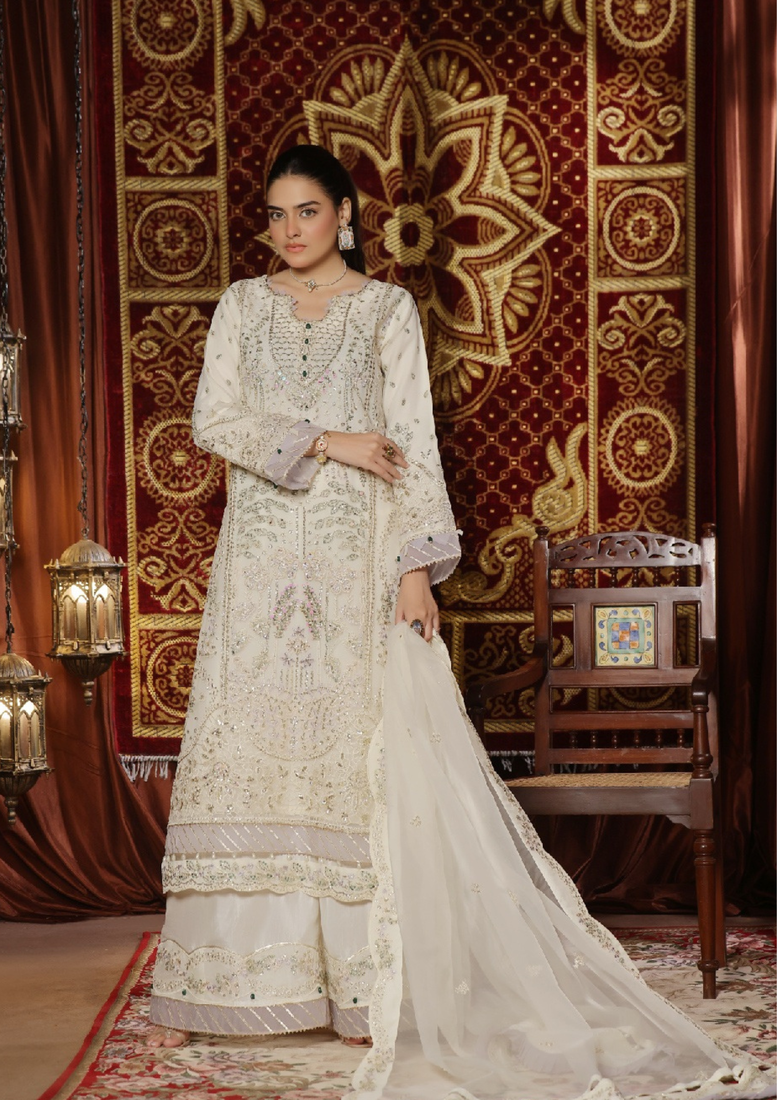 MEHRUNISSA - Unstitched 3-Piece Embroidered Organza