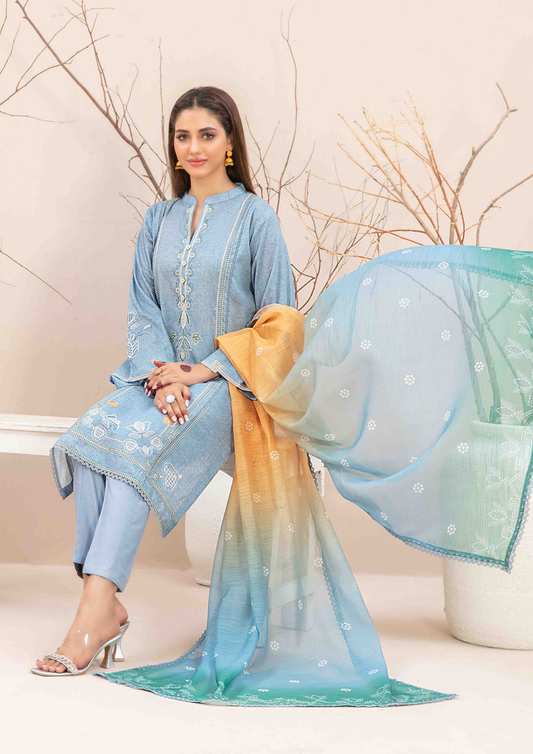 TWIST - Stitched 3-Piece Embroidered Digital Lawn