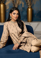 NOORI - Unstitched 3-PCS Broshia Leather Peach