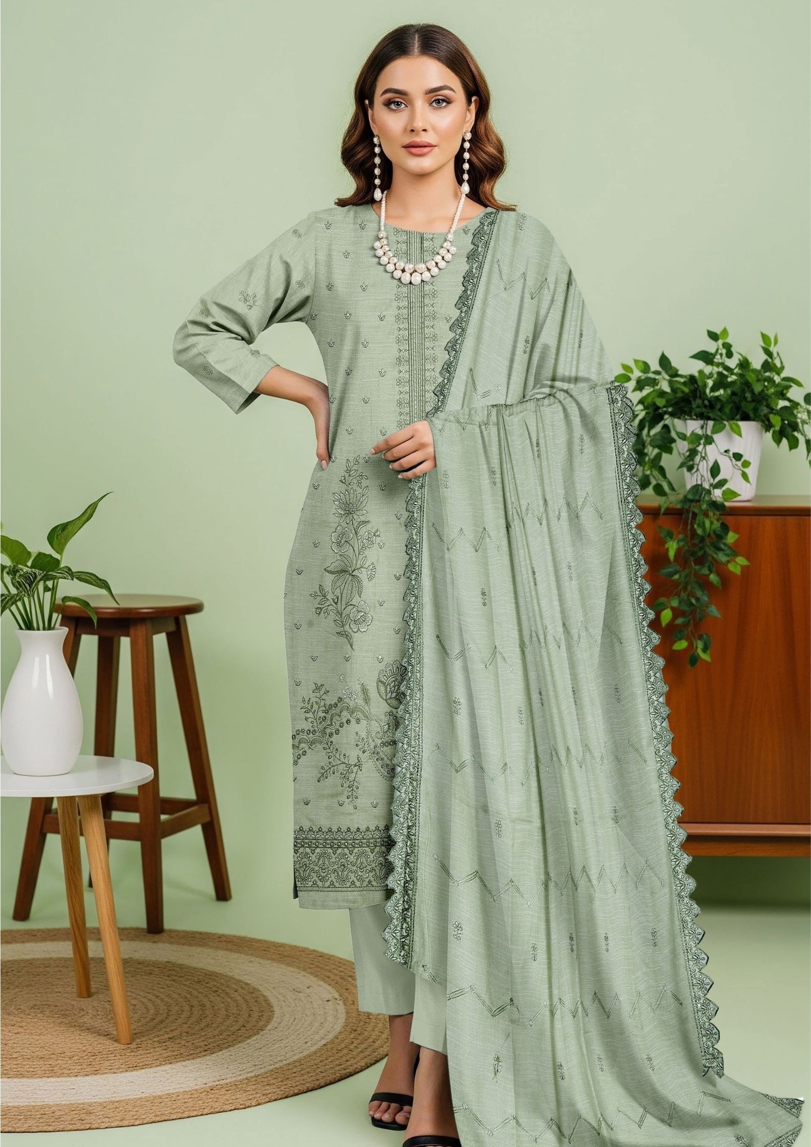 JAL PARI - Unstitched 3-PCS Embroidered
