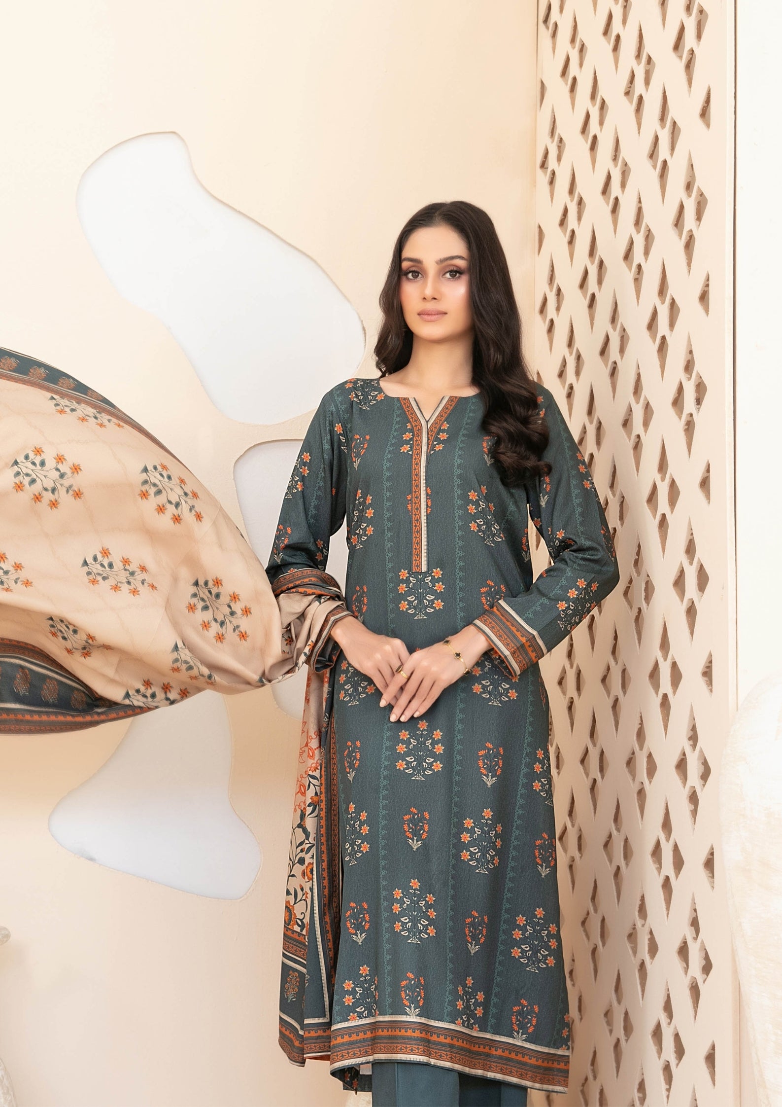 ZEENAT - Unstitched 3-PCS Digital Printed Staple
