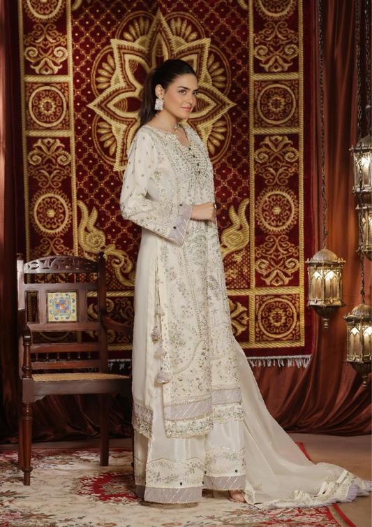 MEHRUNISSA - Unstitched 3-Piece Embroidered Organza