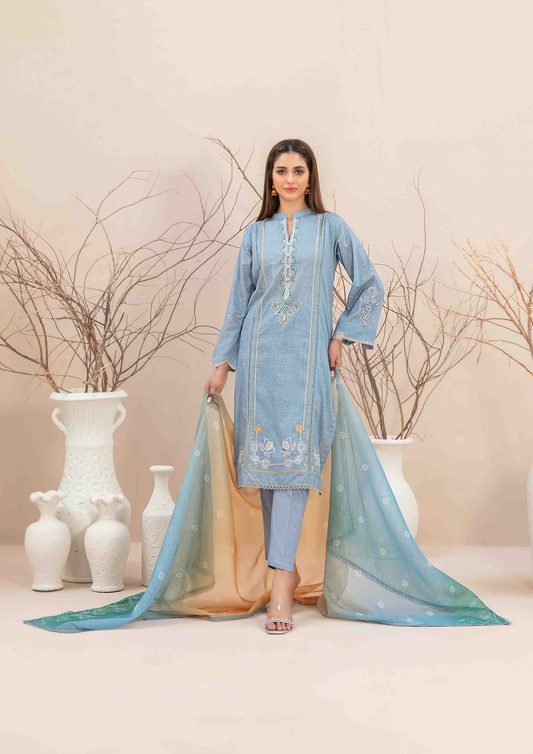TWIST - Stitched 3-Piece Embroidered Digital Lawn