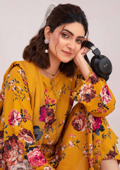 Meena - Unstitched 3-Piece Digital Linen