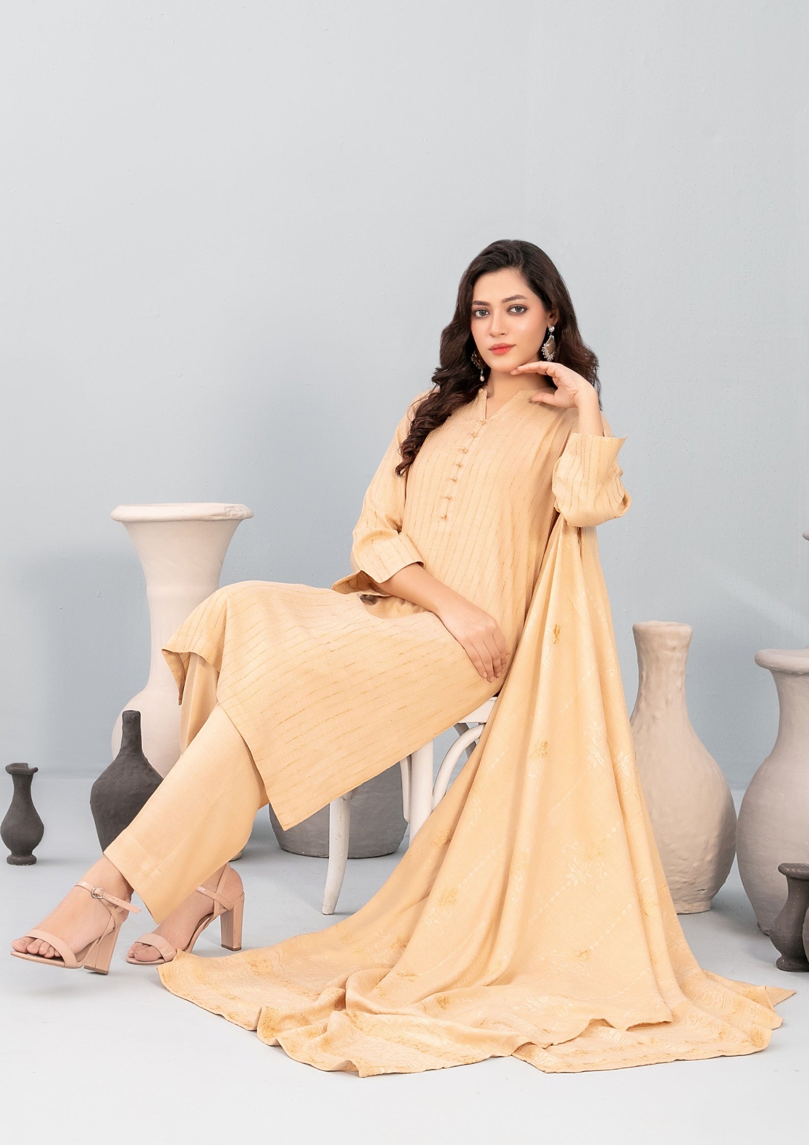 ANEZA - Unstitched Fancy Leather Peach