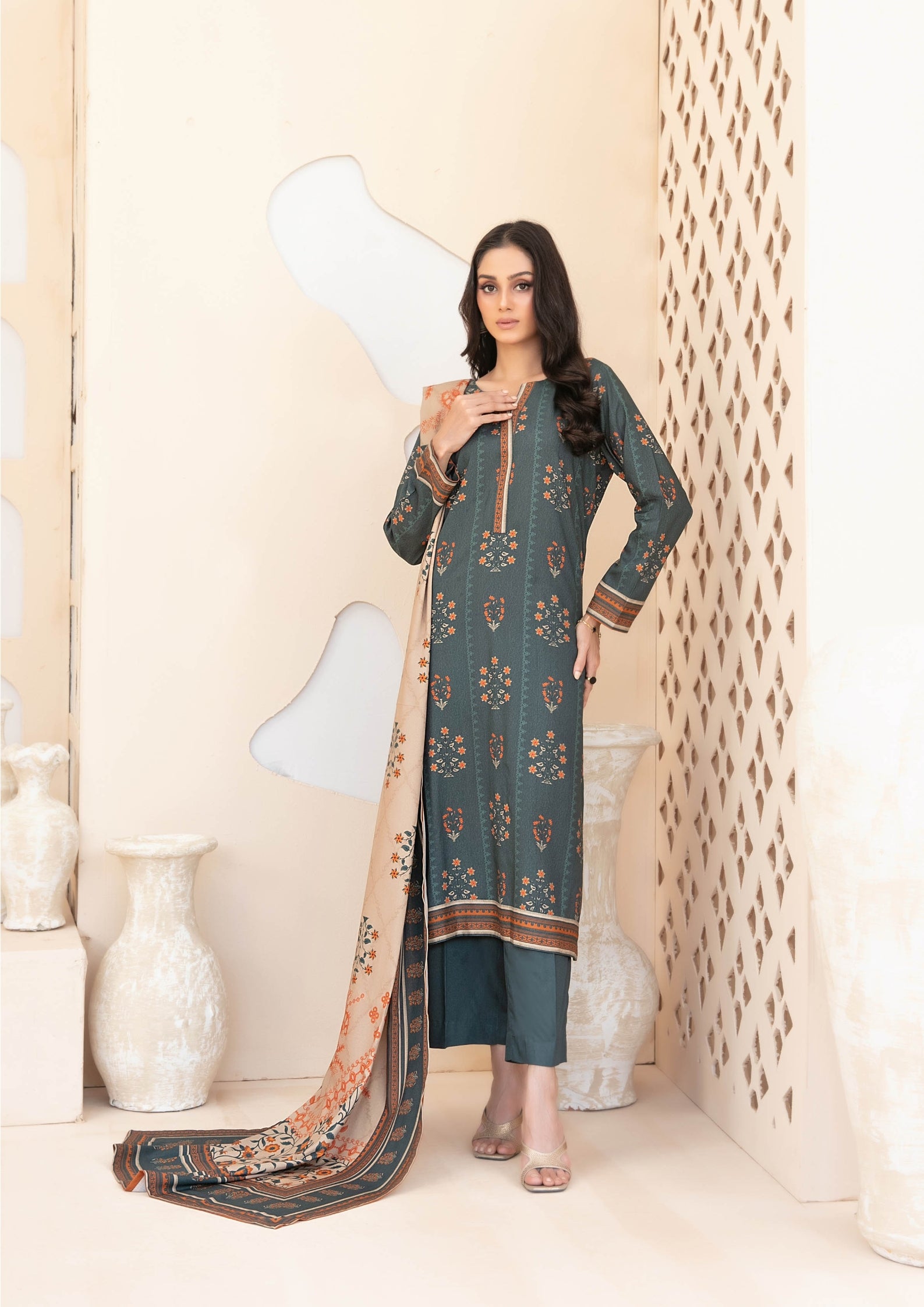 ZEENAT - Unstitched 3-PCS Digital Printed Staple