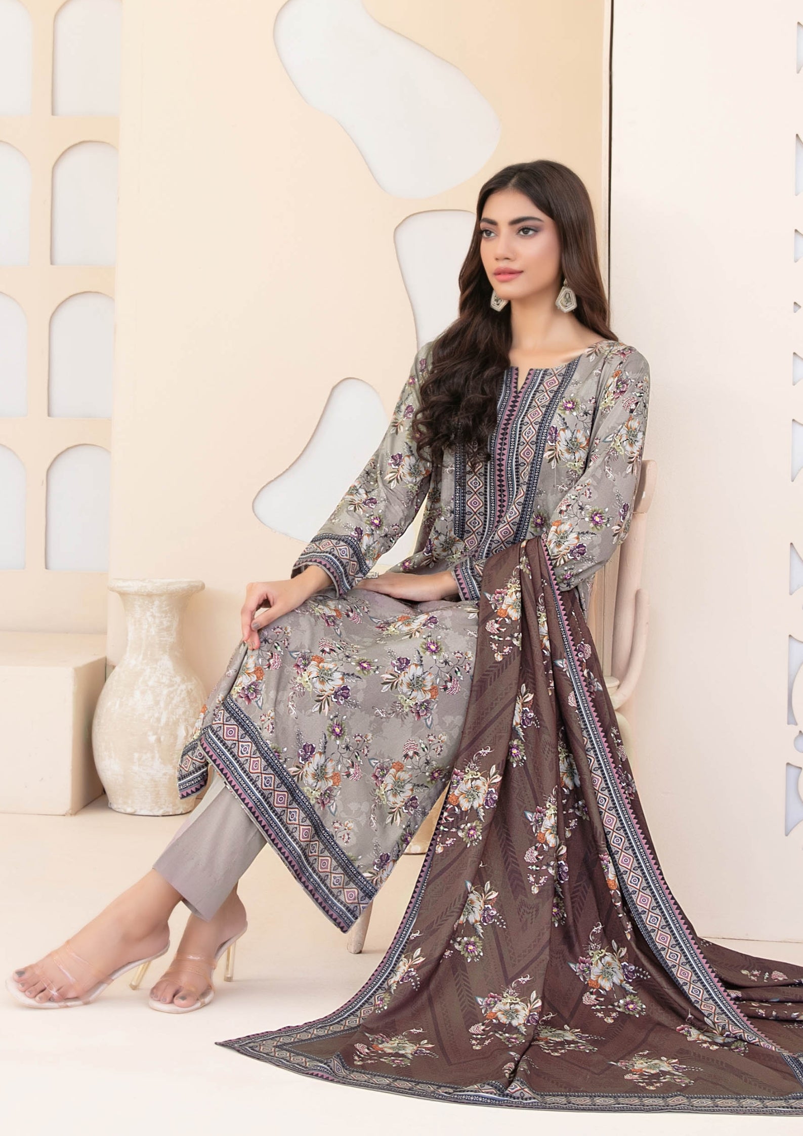 ZEENAT - Unstitched 3-PCS Digital Printed Staple