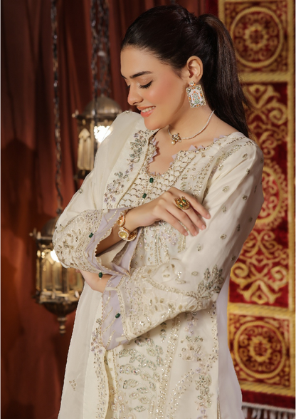 MEHRUNISSA - Unstitched 3-Piece Embroidered Organza