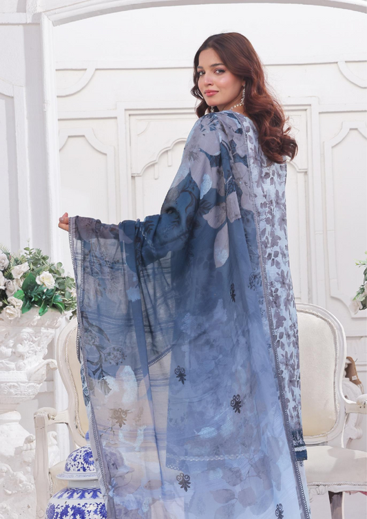 CHANDNI RAAT - Unstitched 3-Piece Bana Dora Digital Lawn