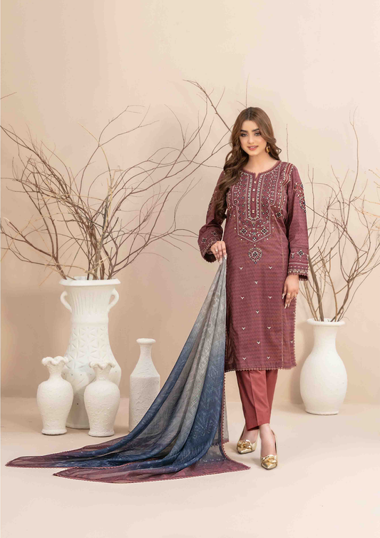 TWIST - Stitched 3-Piece Embroidered Digital Lawn