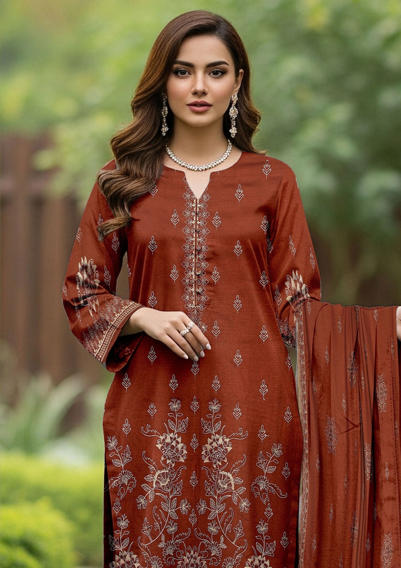 GULL-E-NOOR - Unstitched Embroidered Dhanak