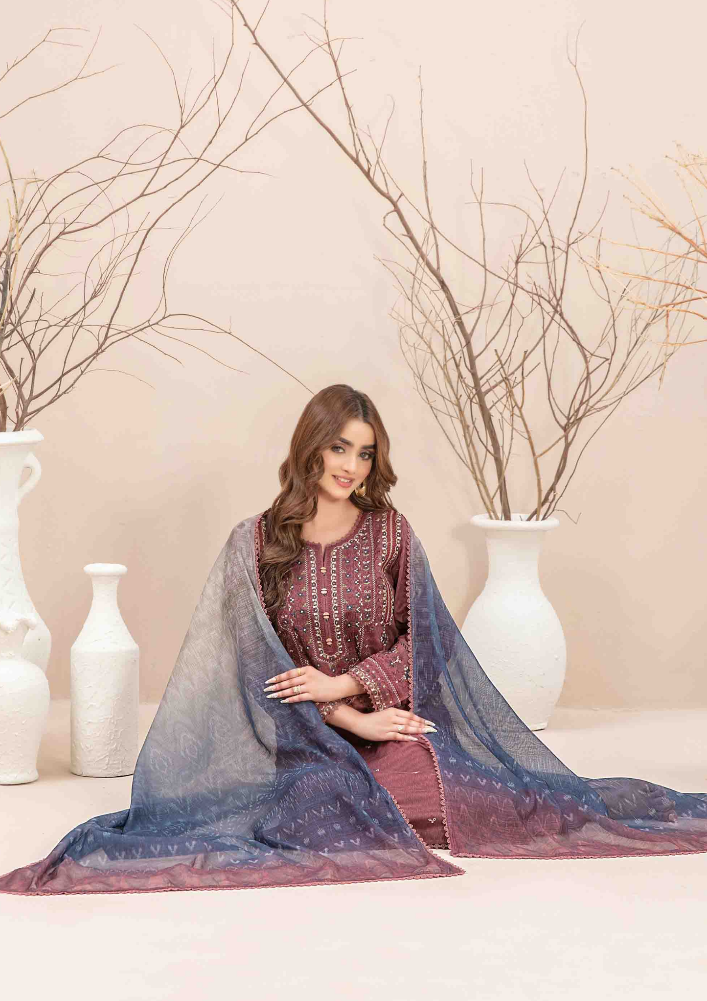 TWIST - Stitched 3-Piece Embroidered Digital Lawn