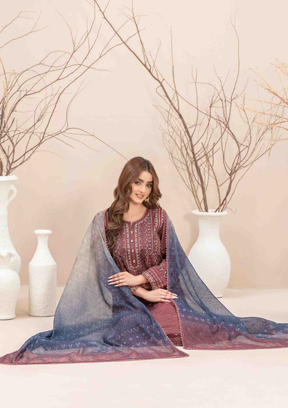TWIST - Stitched 3-Piece Embroidered Digital Lawn